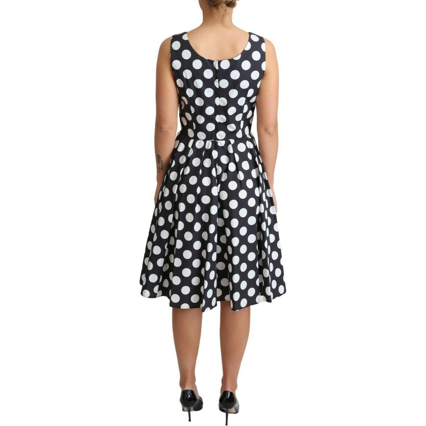 Dolce & Gabbana Polka Dot Sleeveless A-Line Dress WOMAN DRESSES Dolce & Gabbana Gray