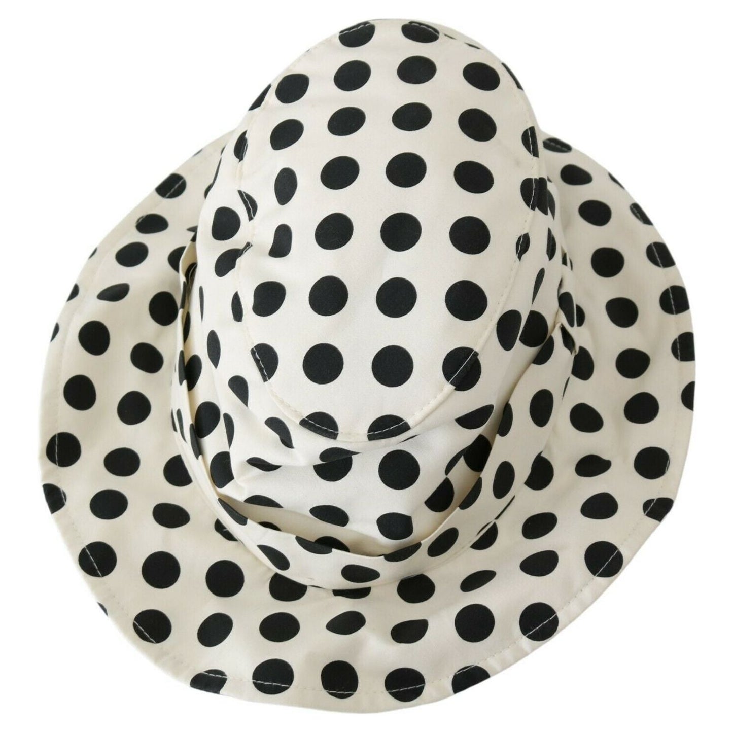 Dolce & Gabbana Chic Black Polka Dot Trilby Hat Dolce & Gabbana Light Gray