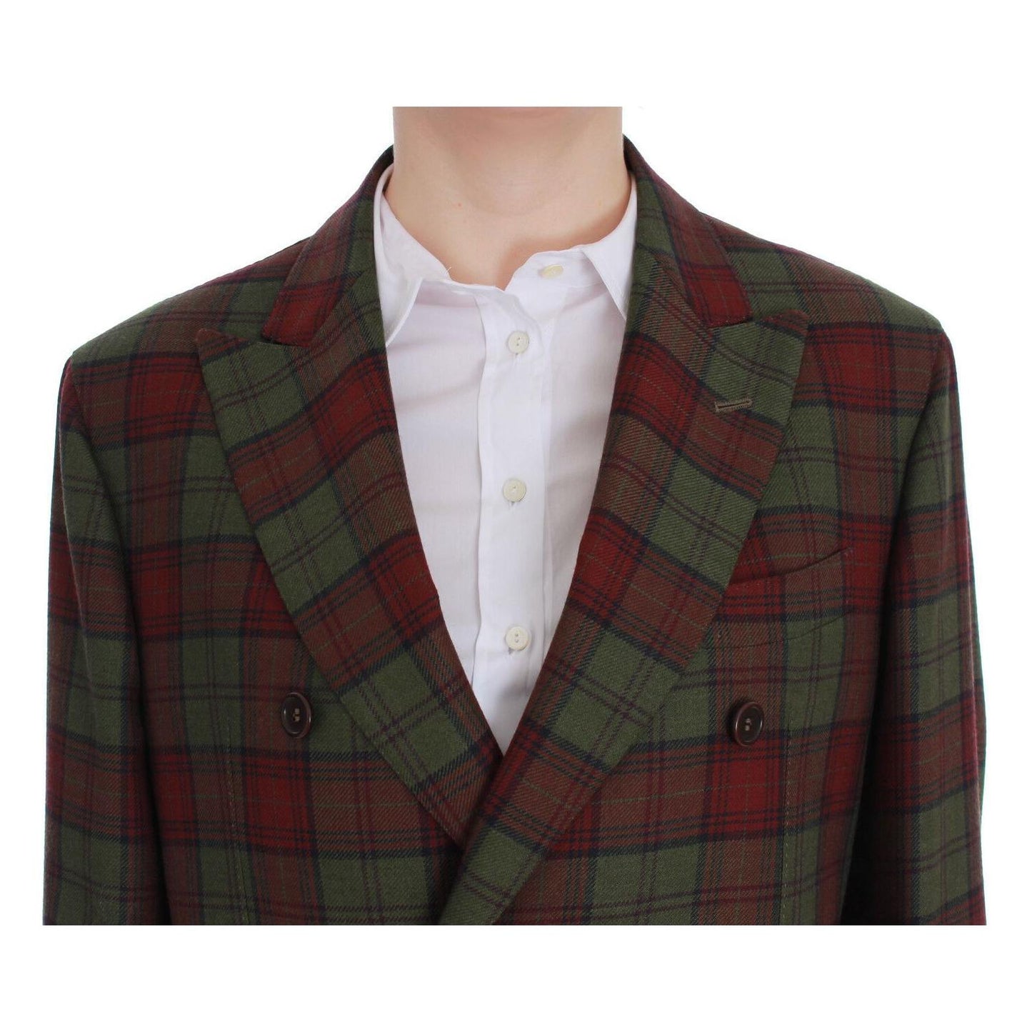 BENCIVENGA Elegant Checkered Double-Breasted Wool Blazer Blazer Jacket BENCIVENGA Dark Slate Gray