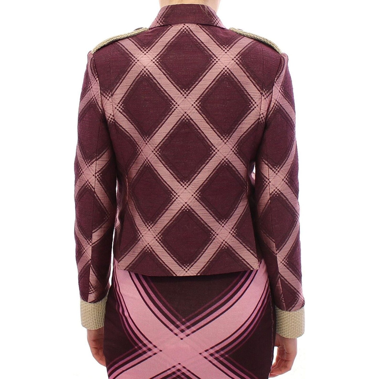 House of Holland Elegant Multicolor Check Print Jacket WOMAN COATS & JACKETS House of Holland Dark Slate Gray