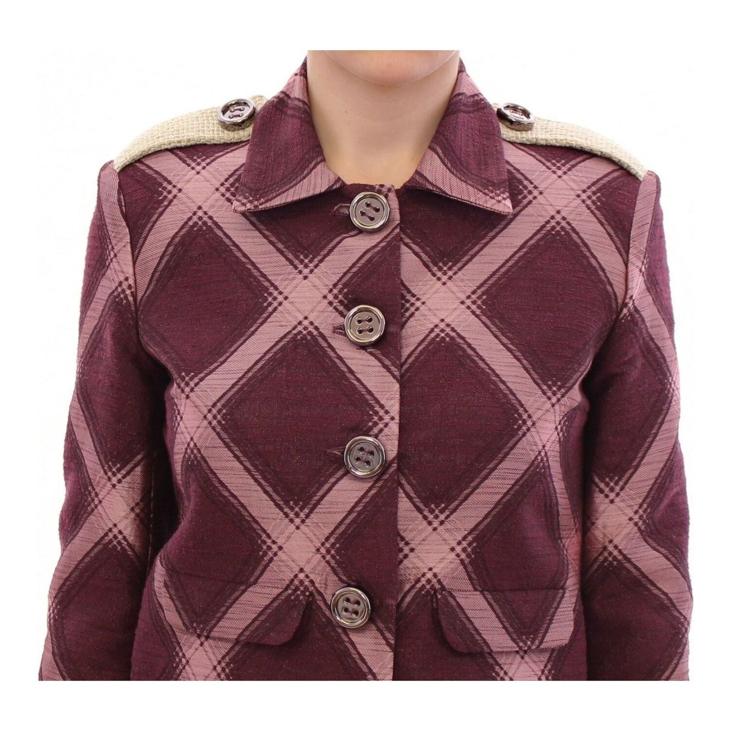 House of Holland Elegant Multicolor Check Print Jacket WOMAN COATS & JACKETS House of Holland Dark Slate Gray