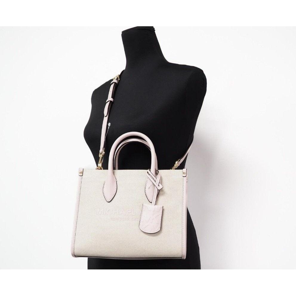 Michael Kors Mirella Small Powder Blush Canvas Shopper Crossbody Handbag Purse Michael Kors Black
