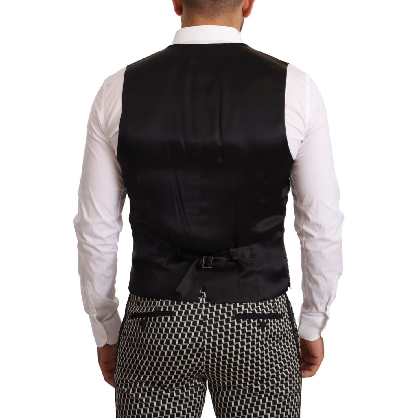 Dolce & Gabbana Elegant Martini Black Check Three-Piece Suit Dolce & Gabbana Black