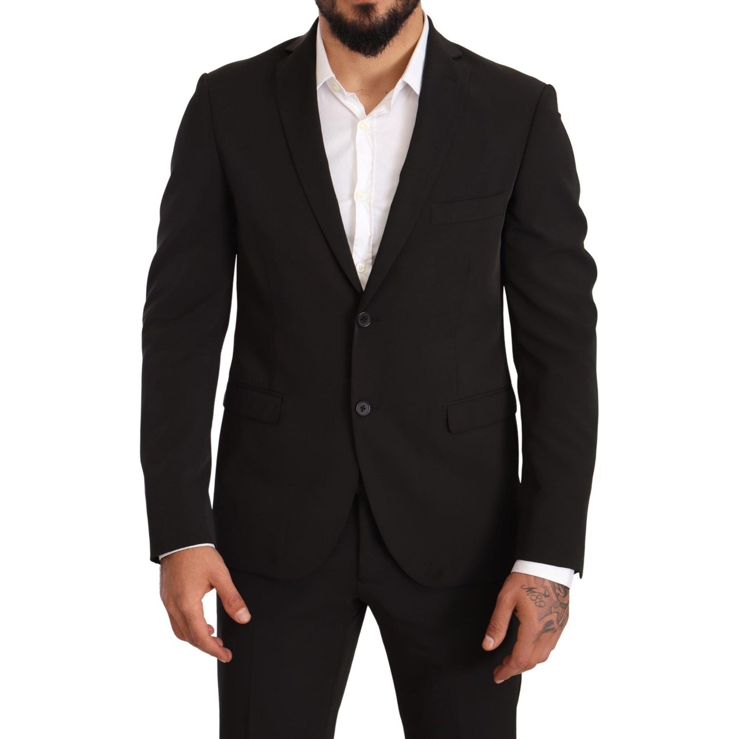 Domenico Tagliente Elegant Black Slim Fit Two-Piece Suit Domenico Tagliente Black