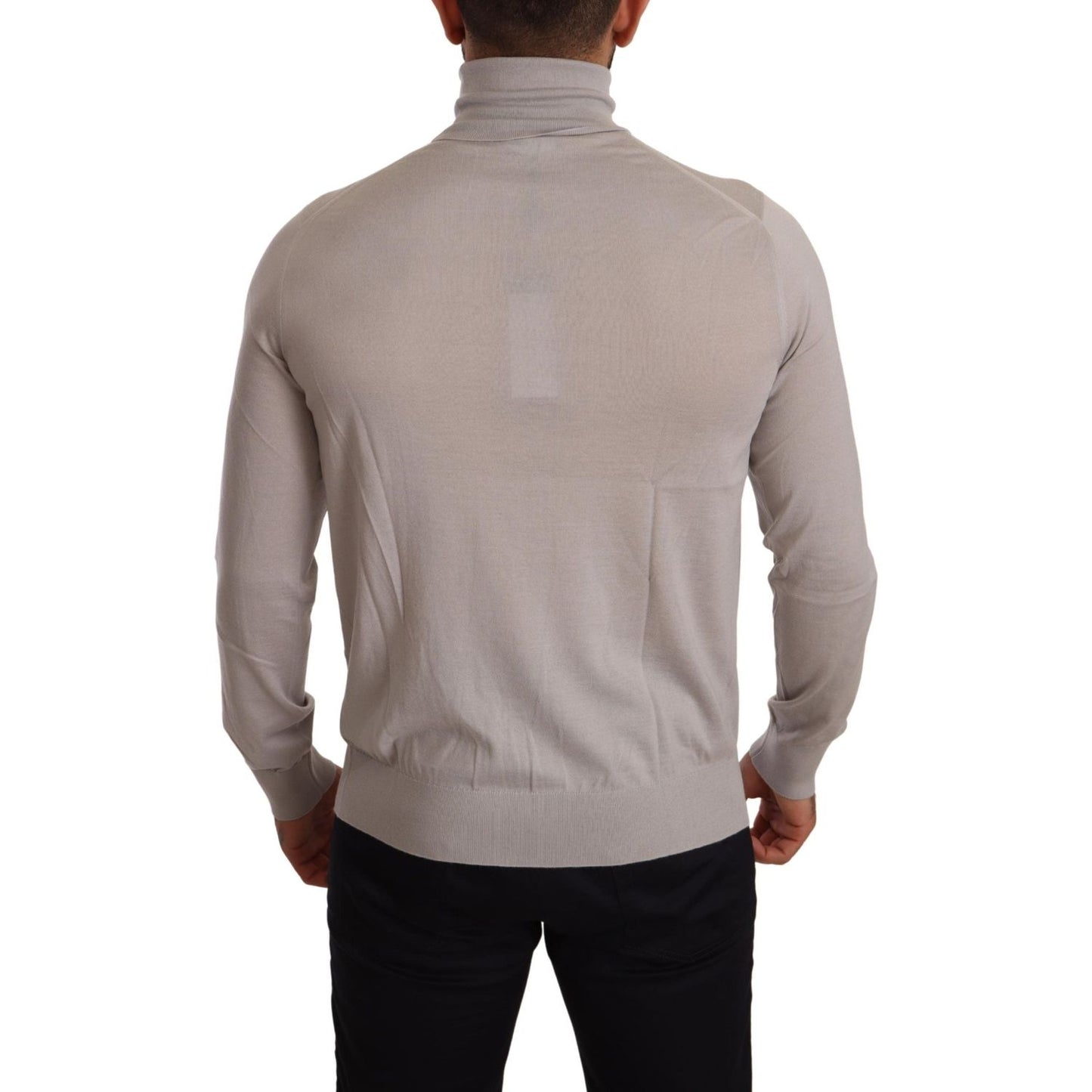 Dolce & Gabbana Elegant Light Blue Cashmere Turtleneck Sweater Dolce & Gabbana Rosy Brown