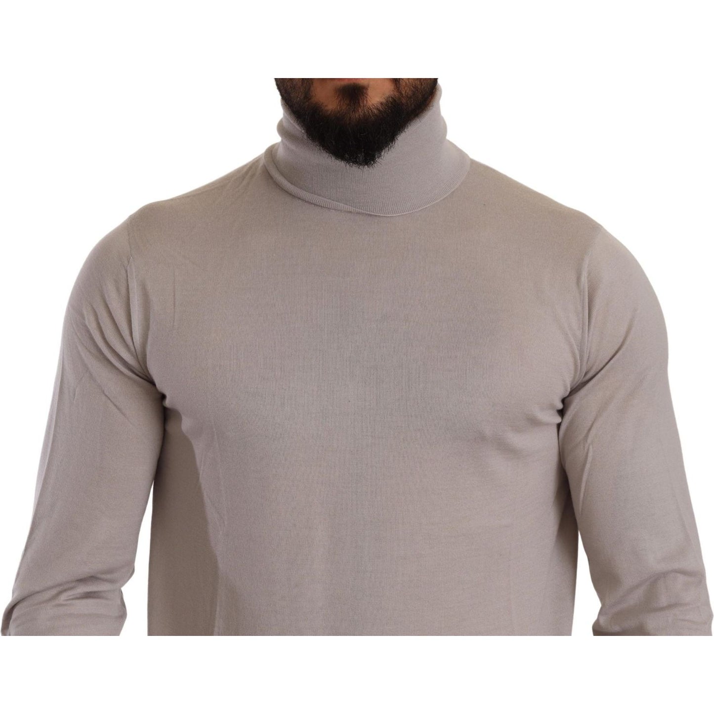 Dolce & Gabbana Elegant Light Blue Cashmere Turtleneck Sweater Dolce & Gabbana Rosy Brown