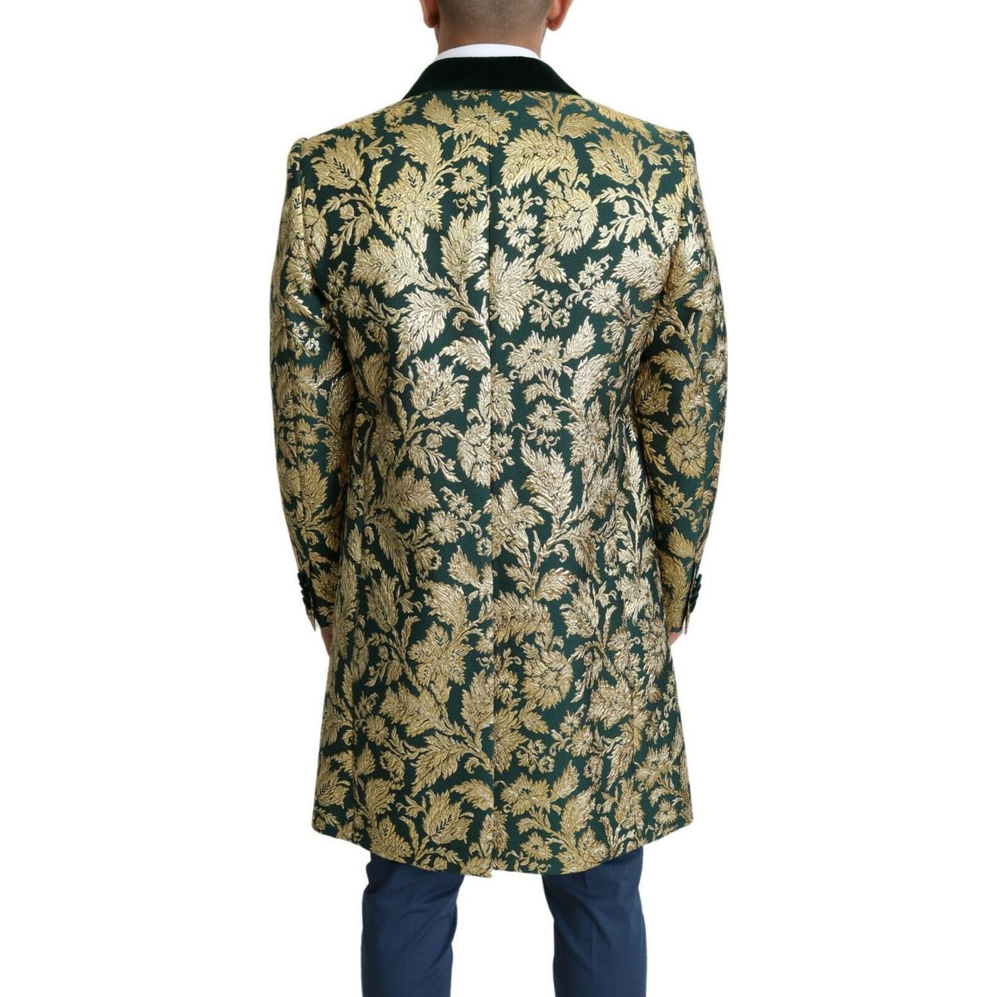 Dolce & Gabbana Elegant Gold Green Jacquard Sicilia Jacket Dolce & Gabbana Dark Slate Gray