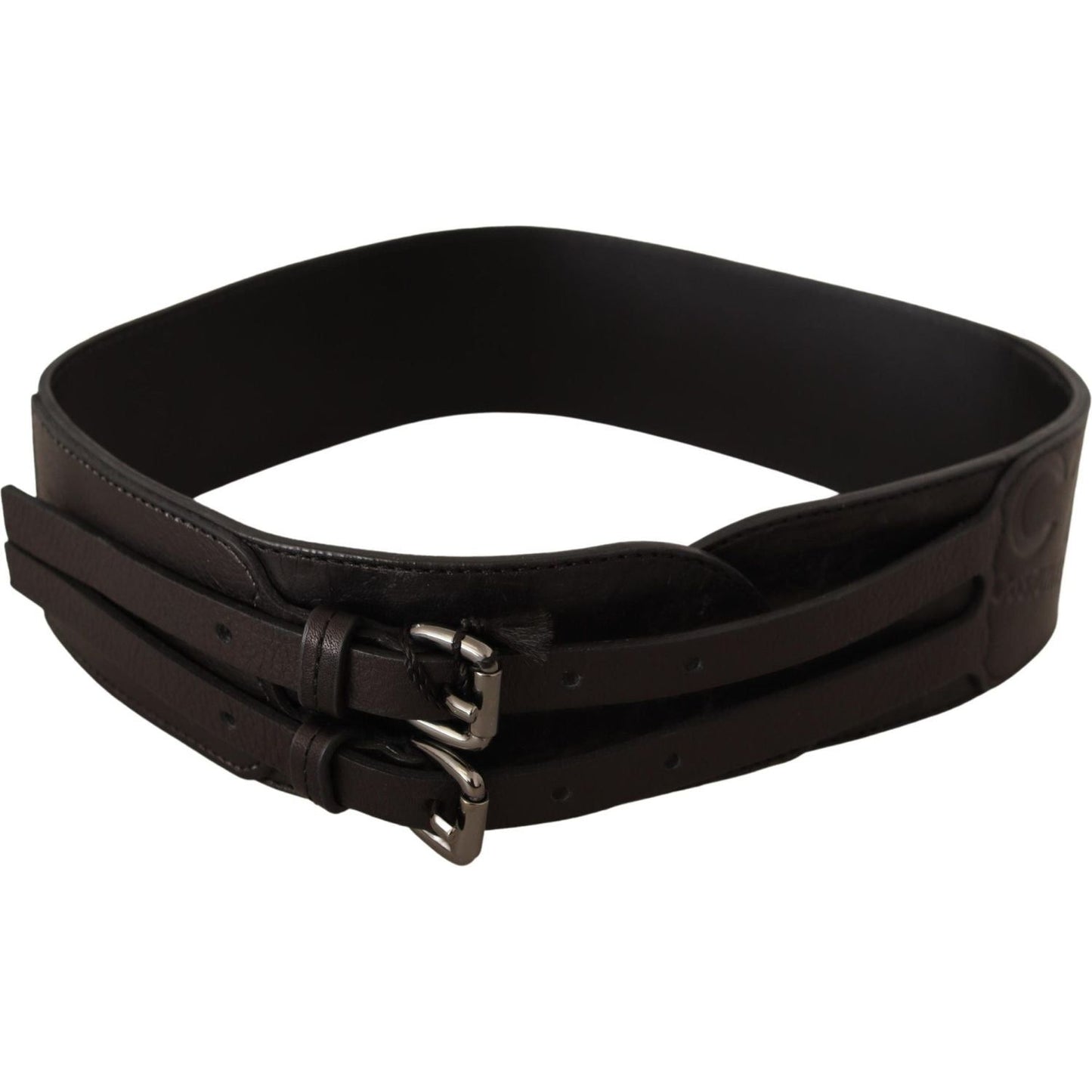 Costume National Elegant Double Buckle Leather Belt WOMAN BELTS Costume National Black