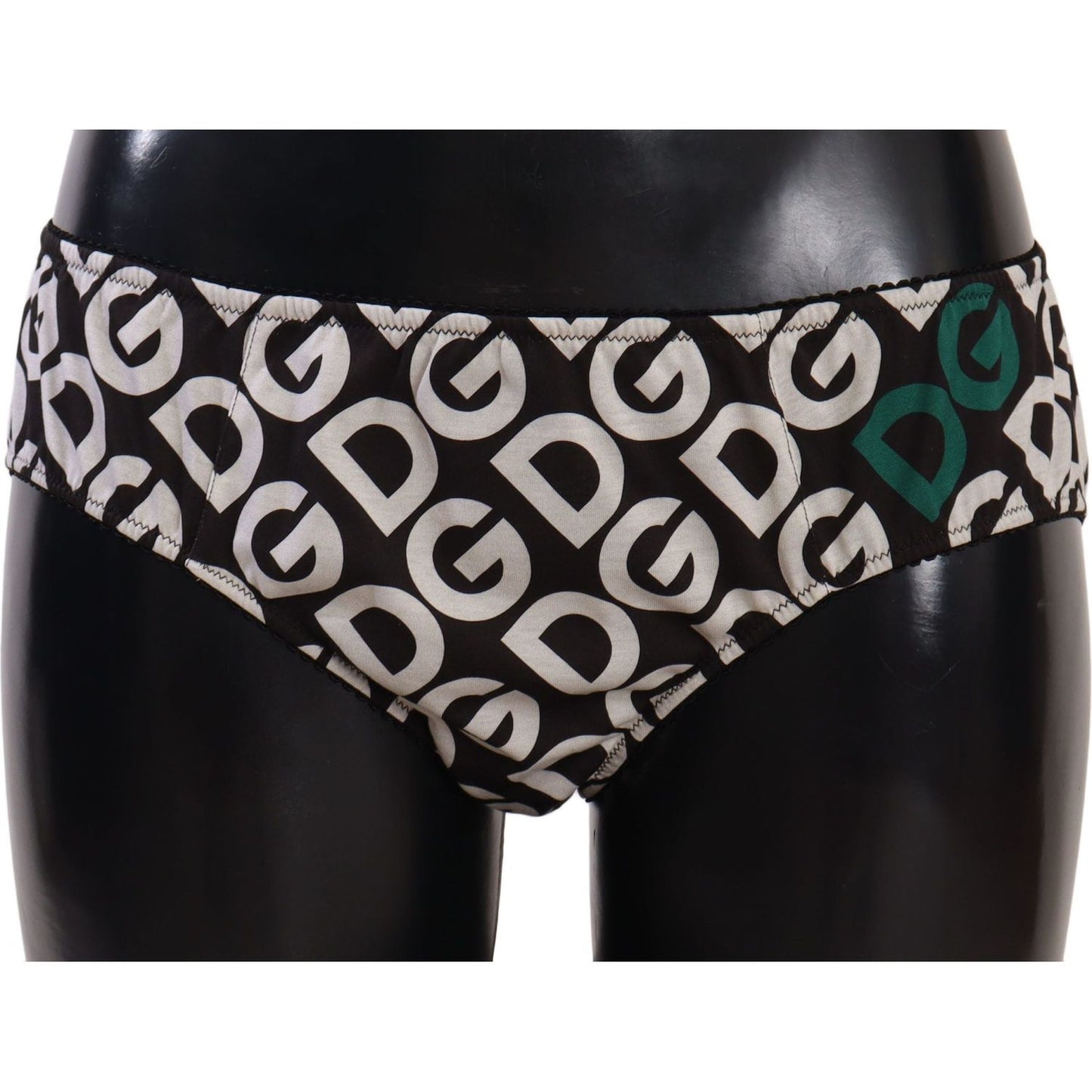 Dolce & Gabbana Chic Black & White DG Logo Print Bottoms WOMAN SWIMWEAR Dolce & Gabbana Dark Gray