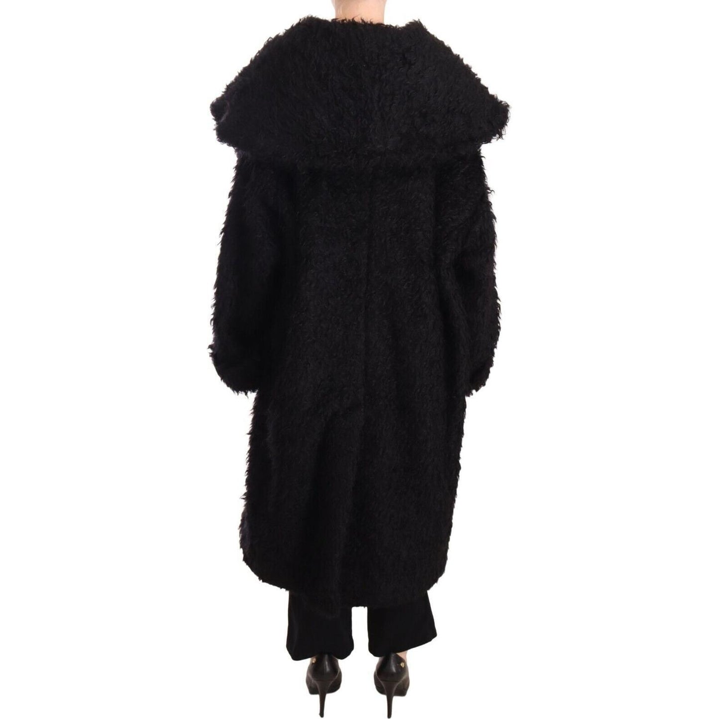 Dolce & Gabbana Sleek Runway Fur Cape Trench Jacket Dolce & Gabbana Black