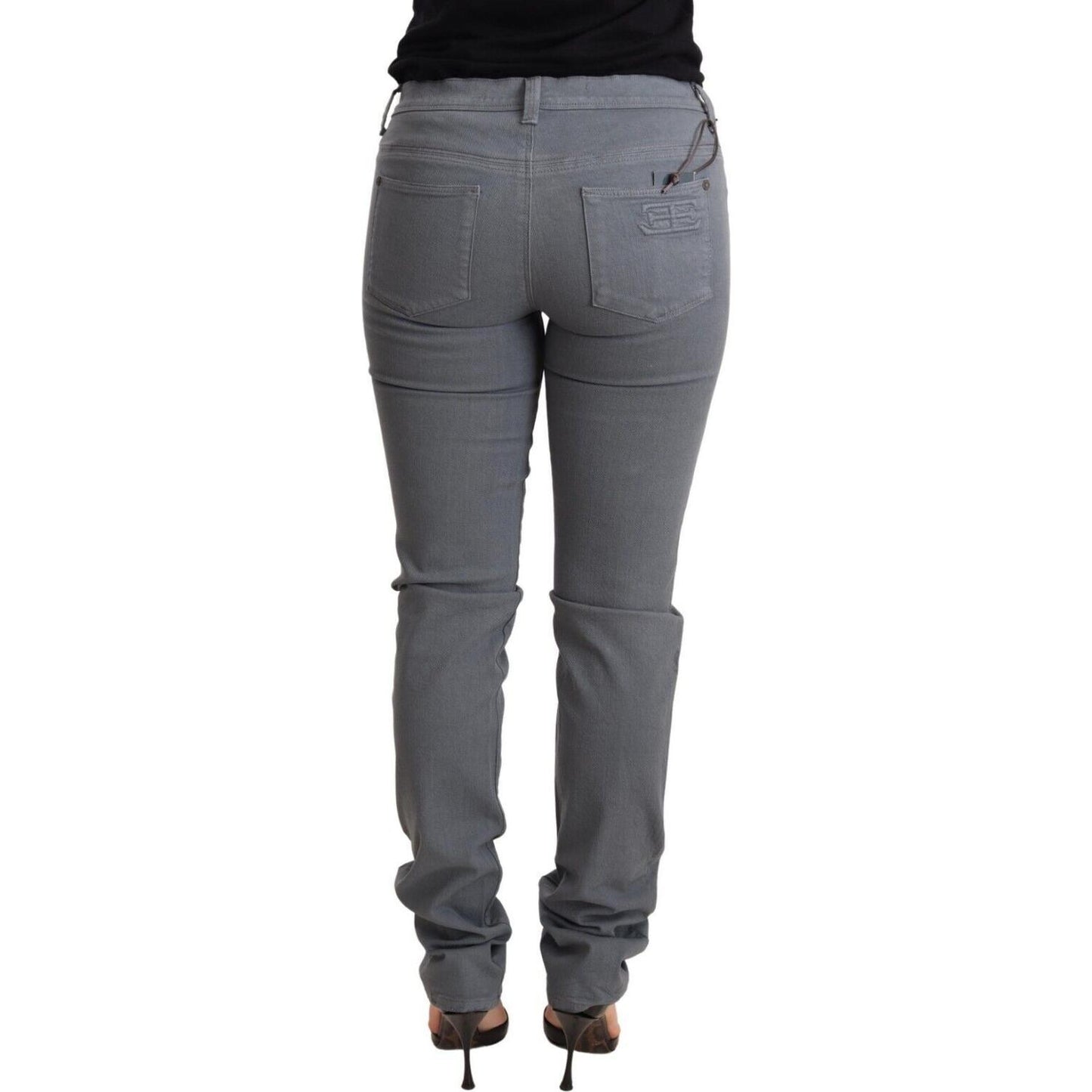 Ermanno Scervino Sleek Gray Low Waist Skinny Jeans Jeans & Pants Ermanno Scervino Dark Slate Gray