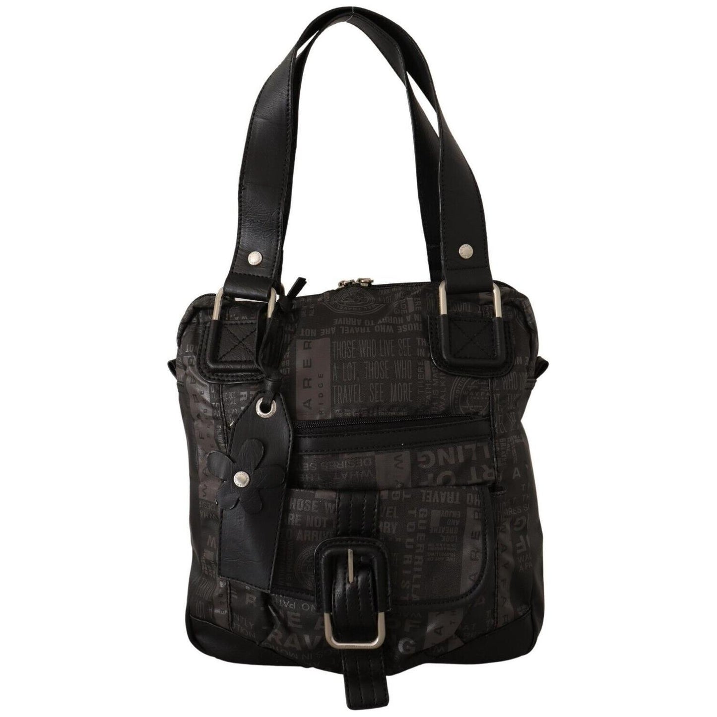 WAYFARER Chic Black and Gray Fabric Shoulder Handbag Shoulder Bag WAYFARER Black