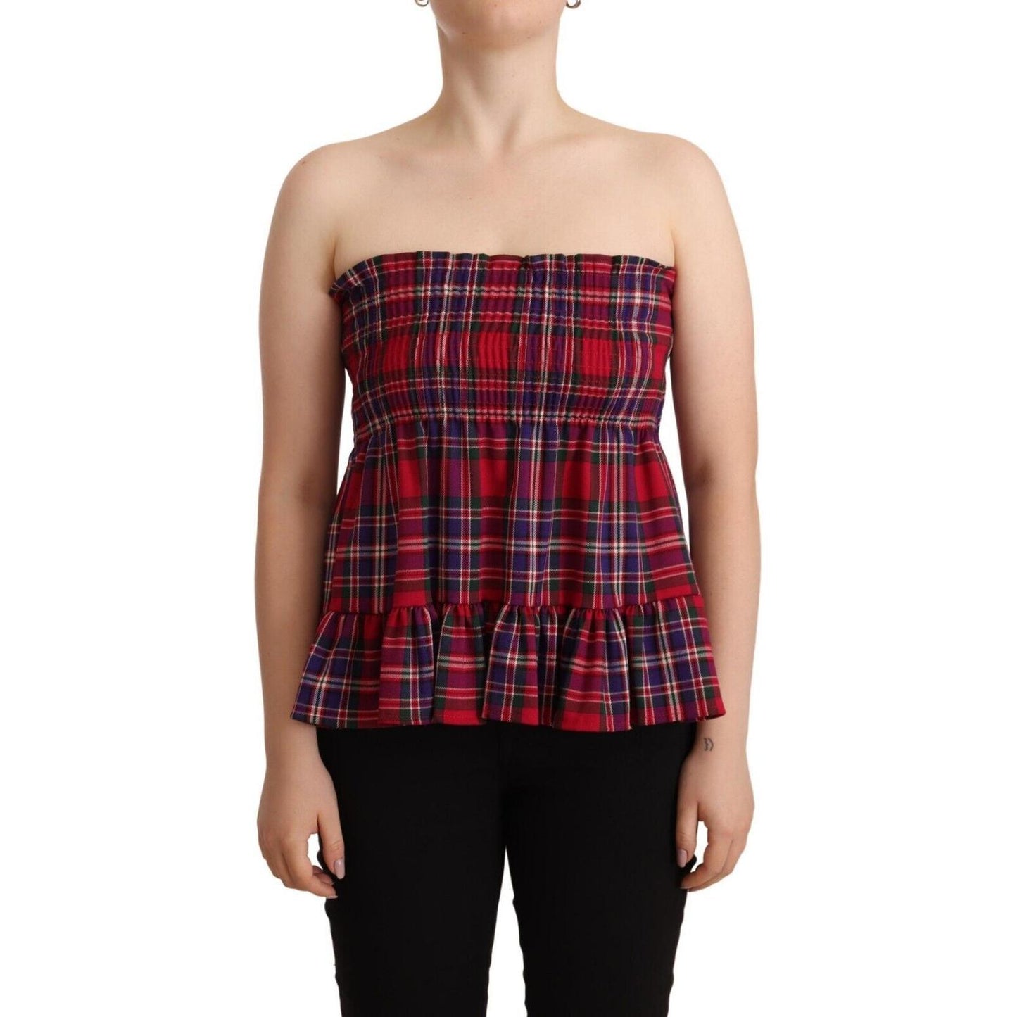 CAMPO DI FRAGOLE Chic Checkered Sleeveless Tank Top WOMAN TOPS AND SHIRTS CAMPO DI FRAGOLE Tan