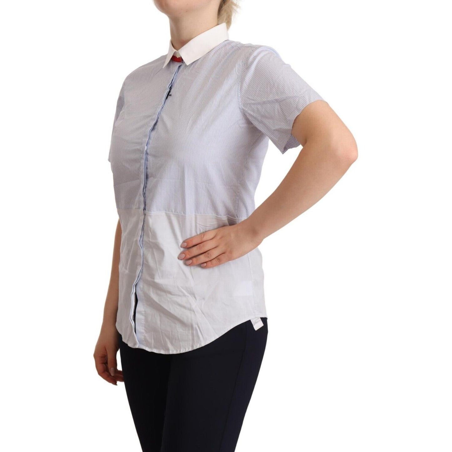 AGLINI Chic Light Blue Polished Cotton Polo Top WOMAN T-SHIRTS AGLINI Gray