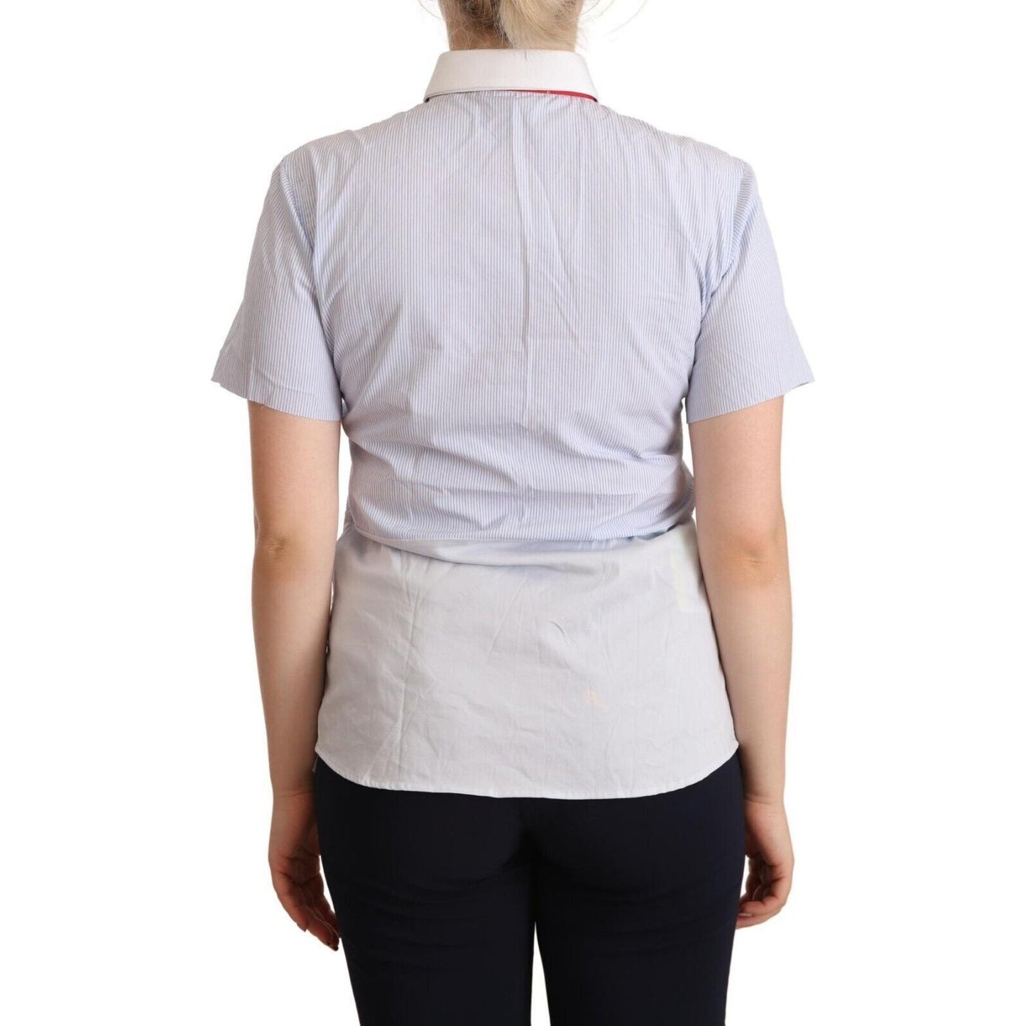 AGLINI Chic Light Blue Polished Cotton Polo Top WOMAN T-SHIRTS AGLINI Light Gray