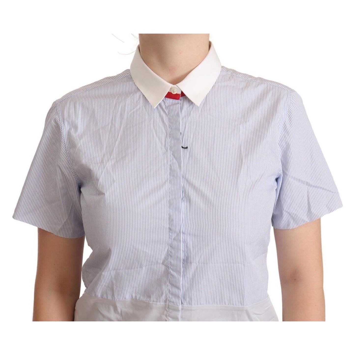 AGLINI Chic Light Blue Polished Cotton Polo Top WOMAN T-SHIRTS AGLINI Gray