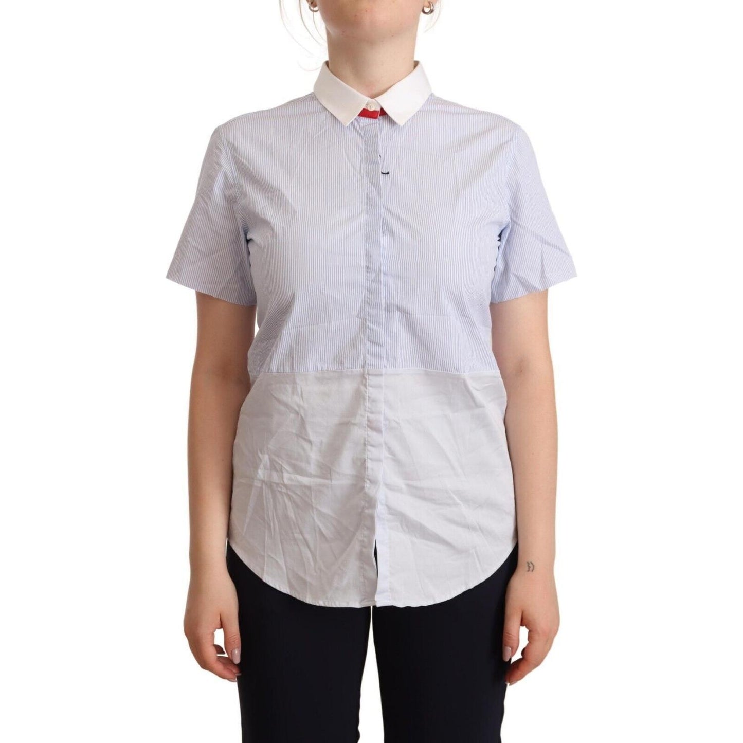 AGLINI Chic Light Blue Polished Cotton Polo Top WOMAN T-SHIRTS AGLINI Gray