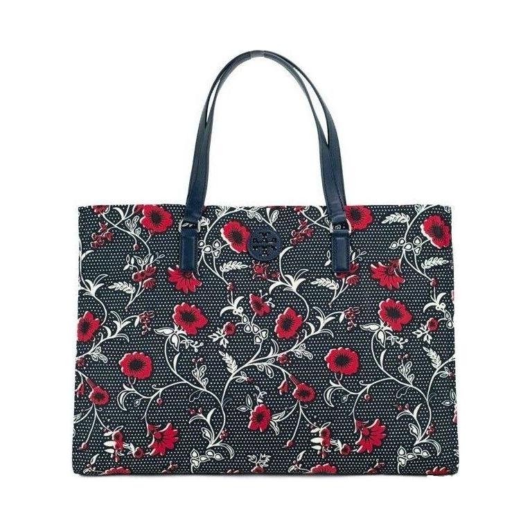 Tory Burch Medium Nylon Retro Batik Print Shoulder Tote Handbag WOMAN TOTES Tory Burch Dark Slate Gray