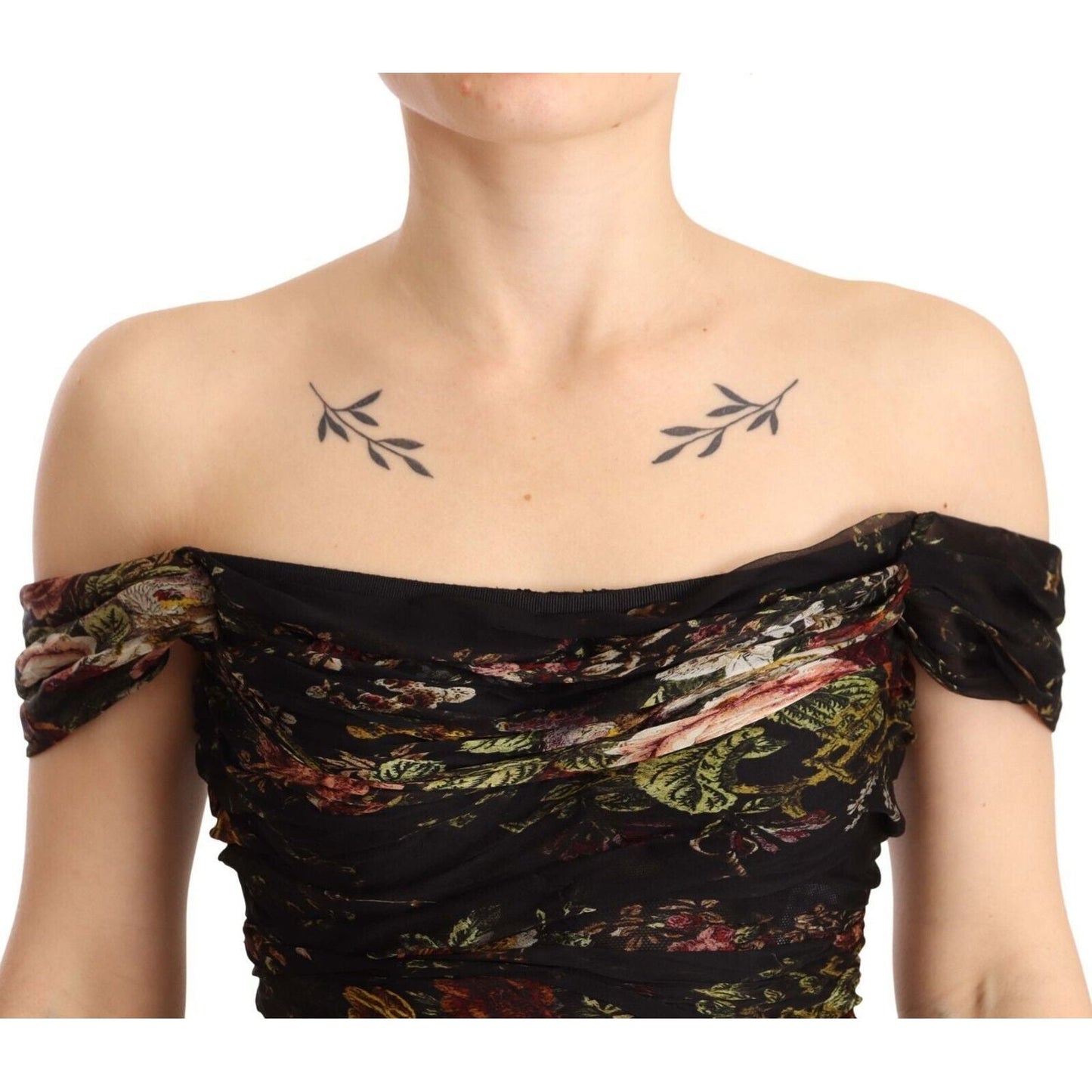 Dolce & Gabbana Floral Silk Off-Shoulder Long Dress Dolce & Gabbana Black