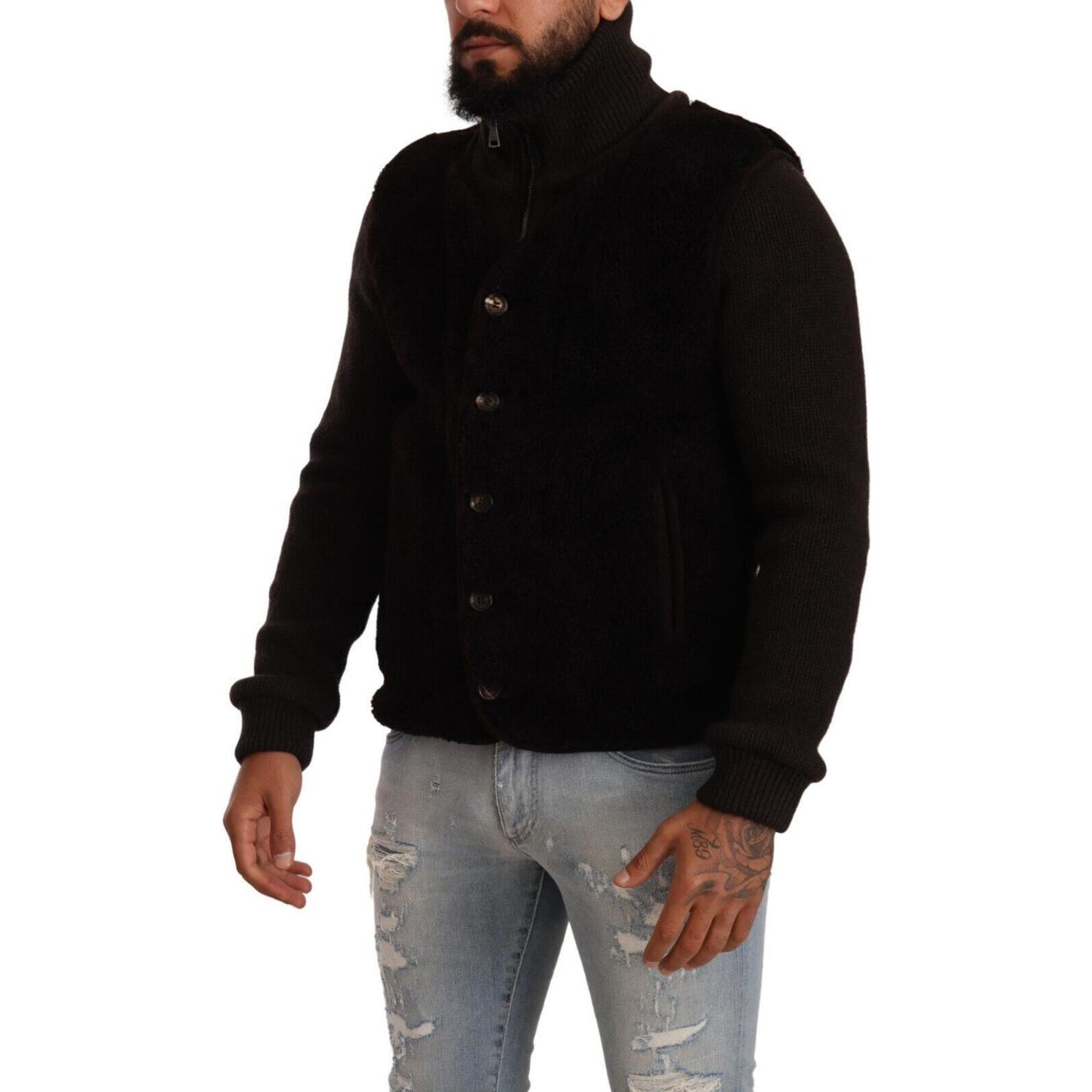Dolce & Gabbana Elegant Leather Bomber Jacket Dolce & Gabbana Black