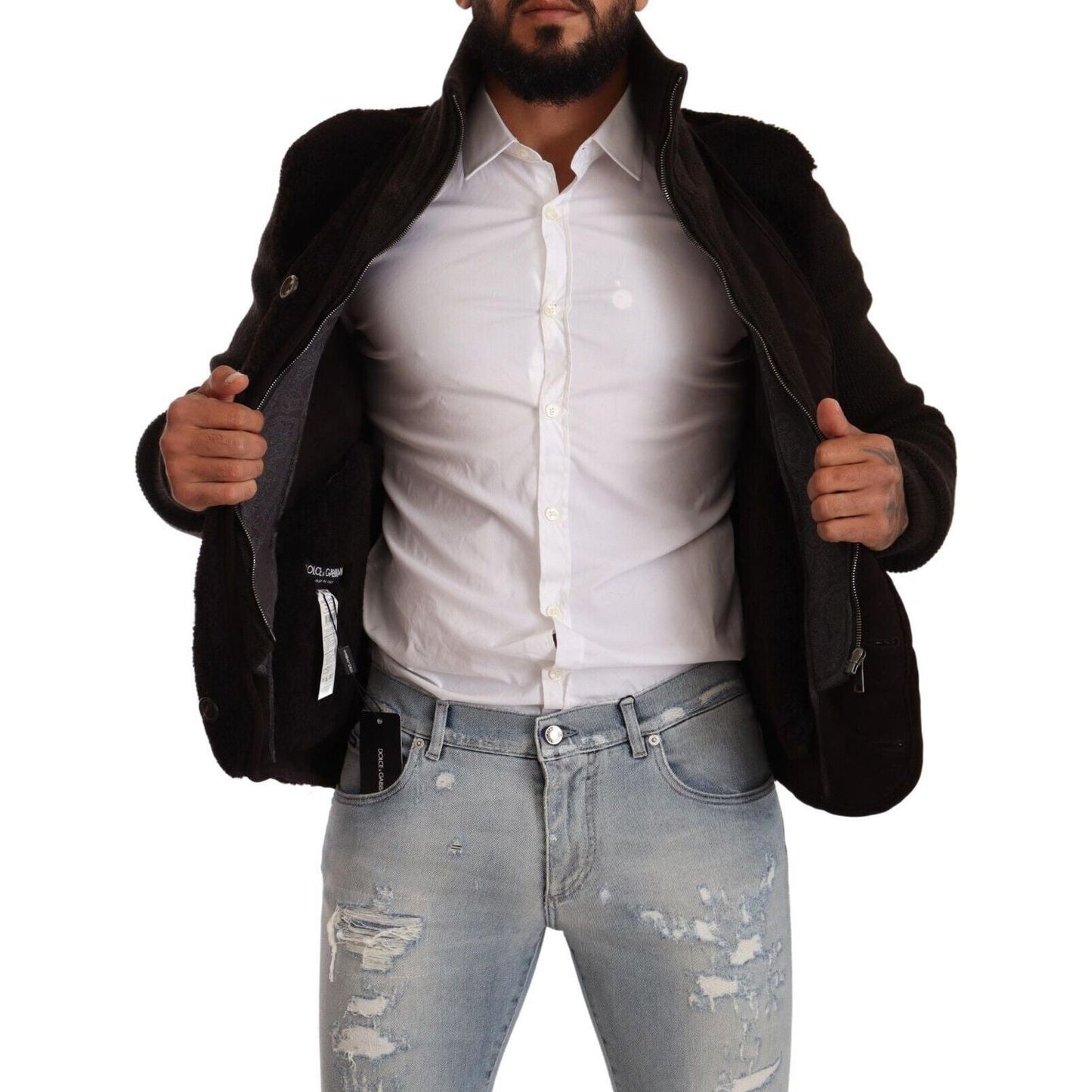 Dolce & Gabbana Elegant Leather Bomber Jacket Dolce & Gabbana Black