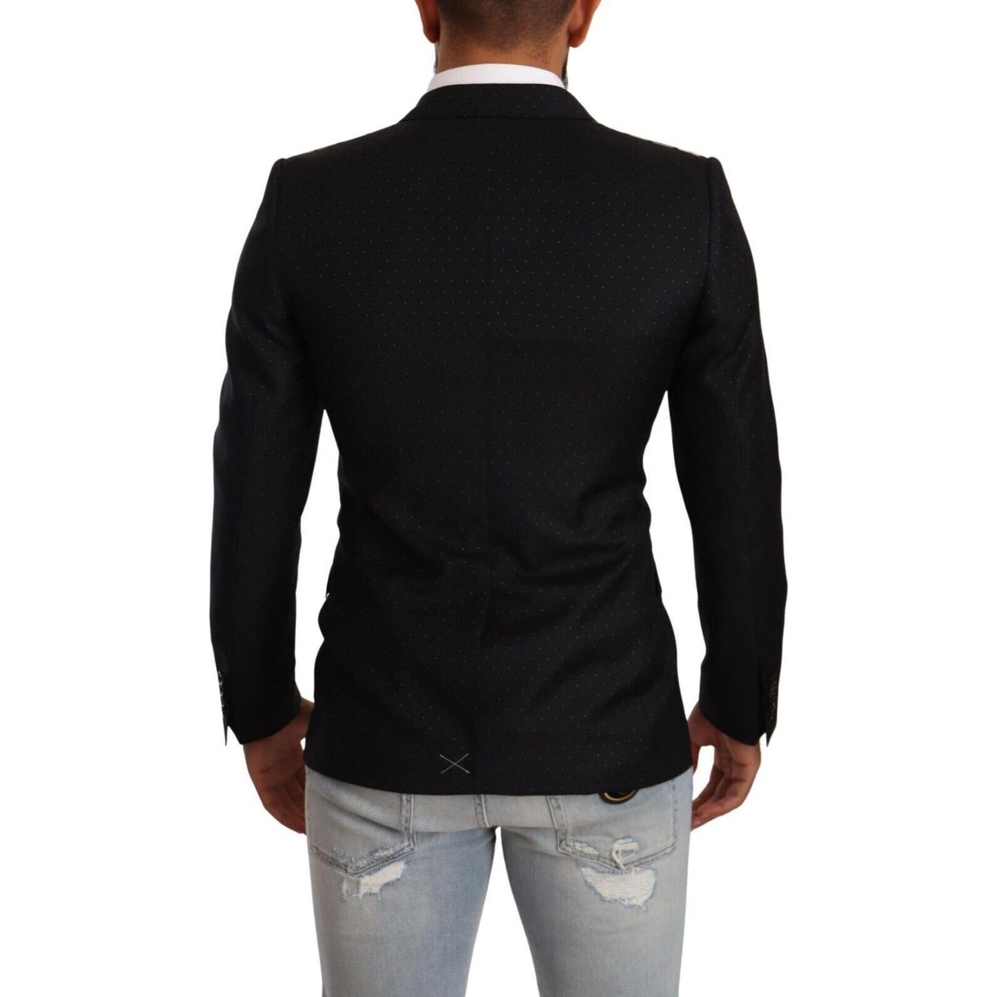 Dolce & Gabbana Elegant Black Dotted Formal Blazer Dolce & Gabbana Black