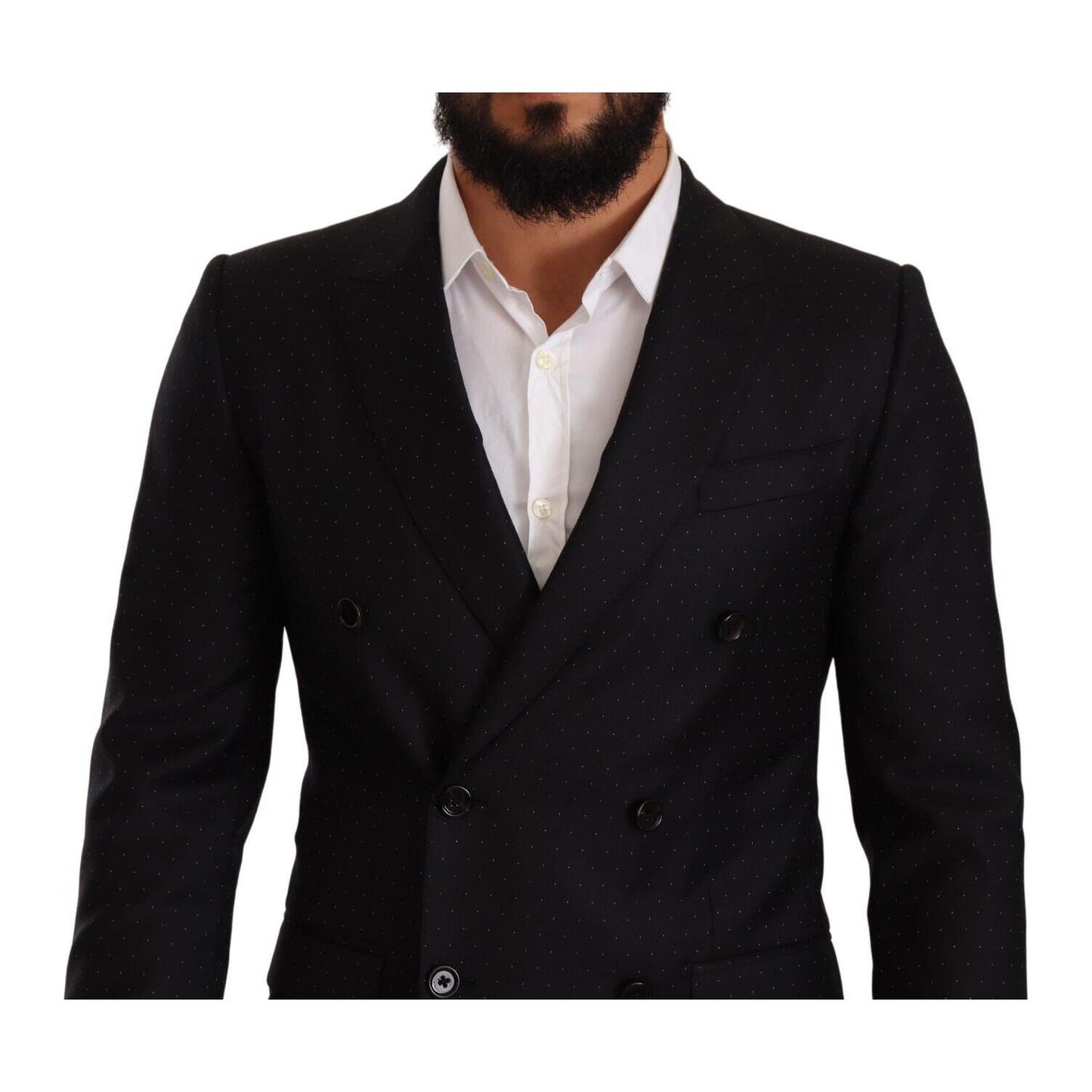 Dolce & Gabbana Elegant Black Dotted Formal Blazer Dolce & Gabbana Black