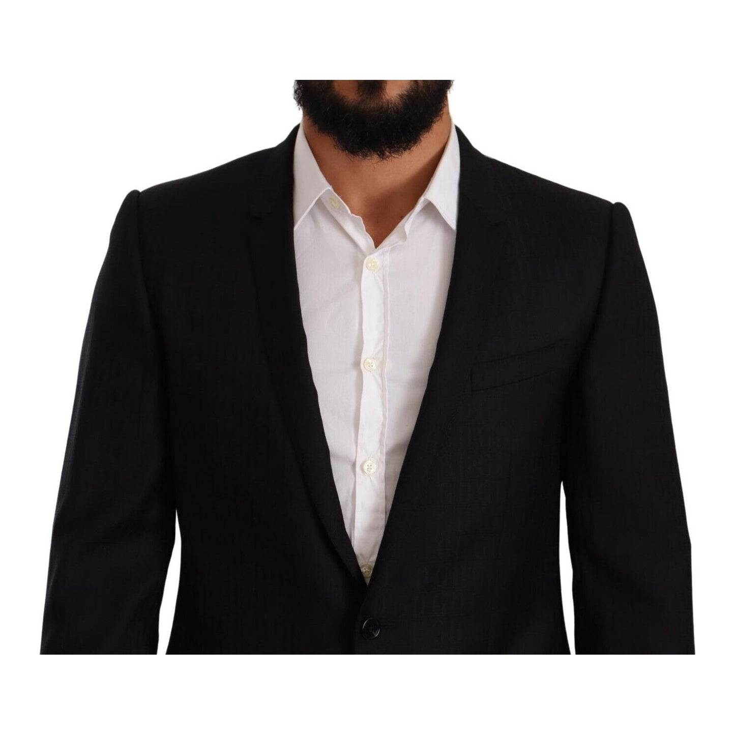 Dolce & Gabbana Exclusive Black Virgin Wool Blazer Dolce & Gabbana Gray