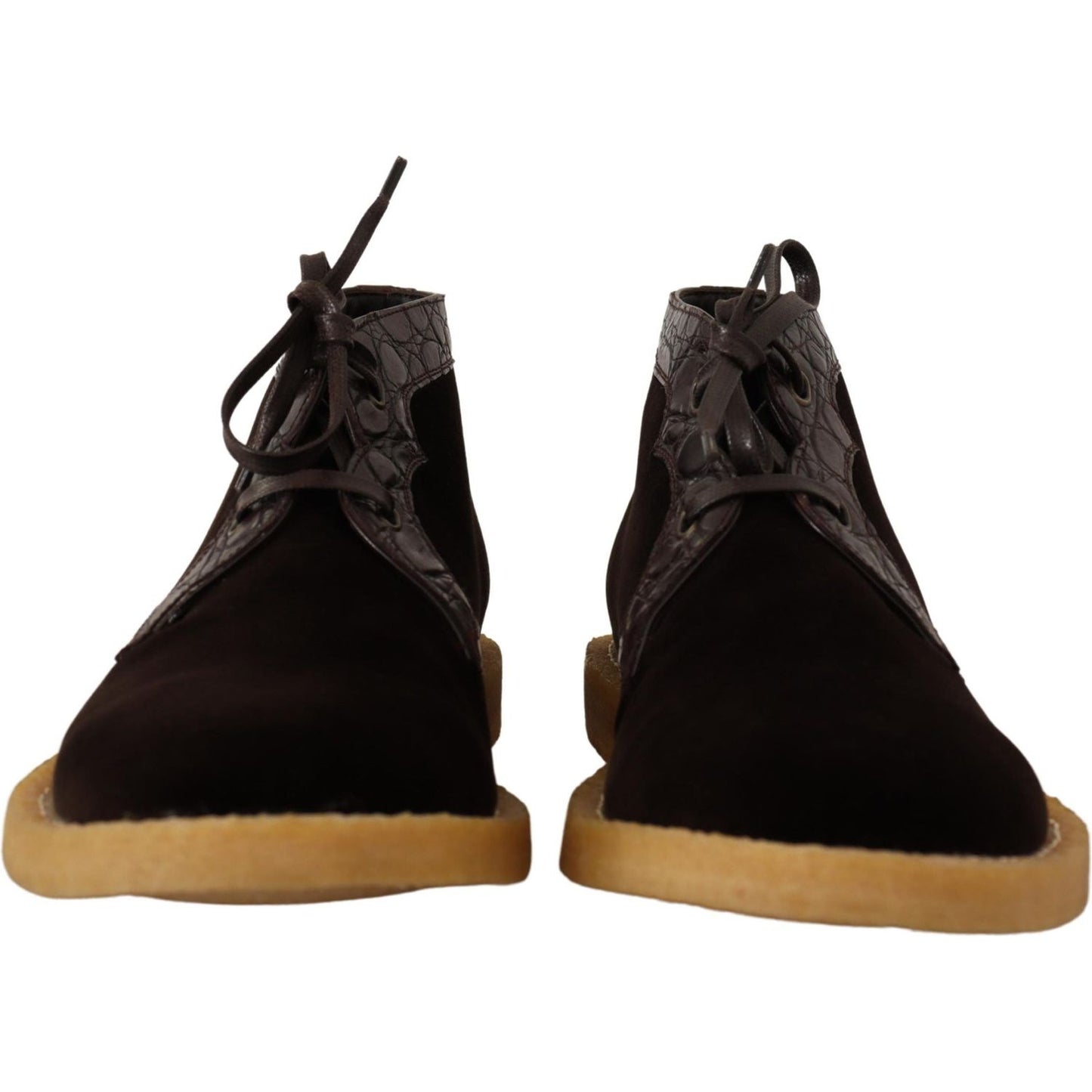 Dolce & Gabbana Exotic Caiman Leather Ankle Boots in Brown Dolce & Gabbana Dark Khaki