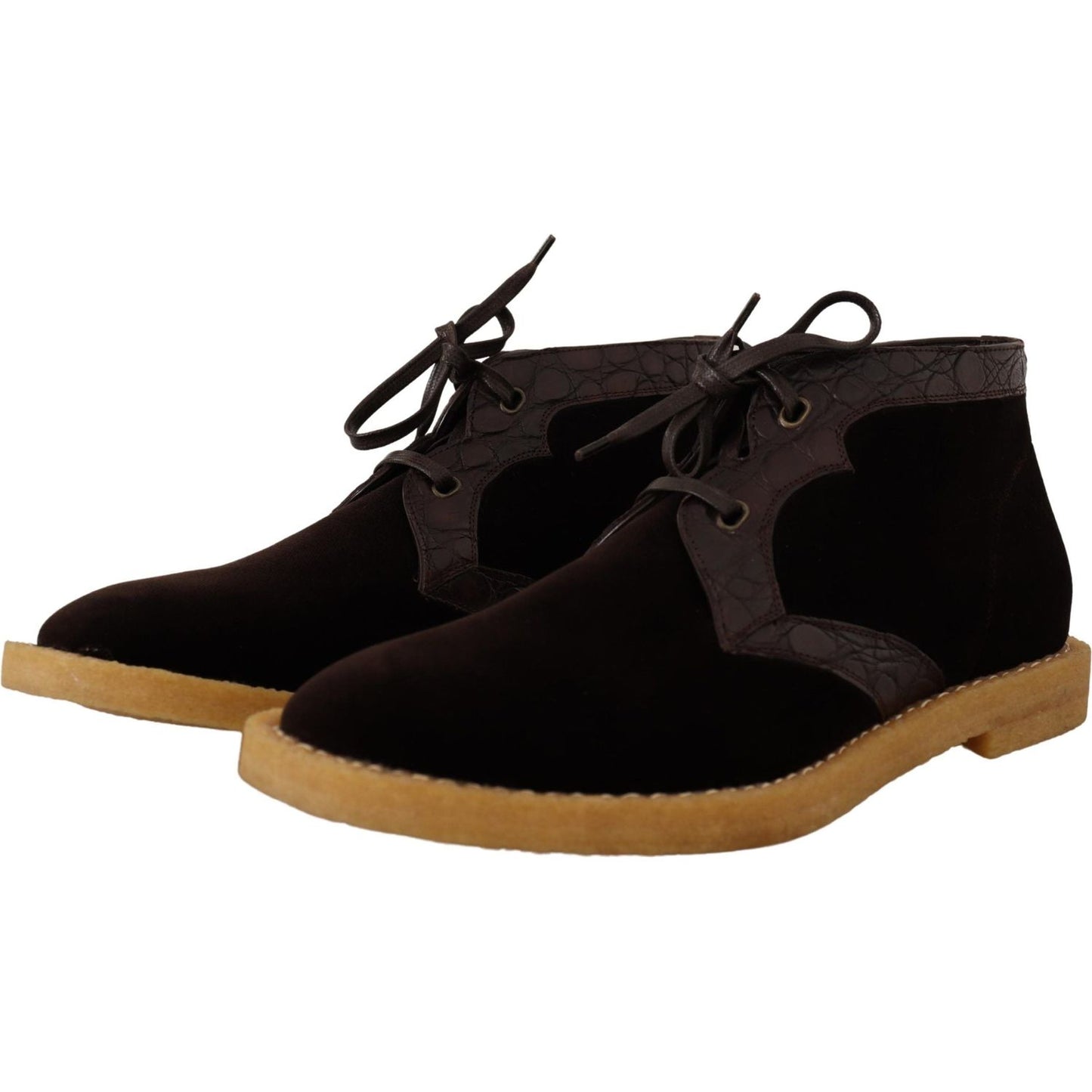 Dolce & Gabbana Exotic Caiman Leather Ankle Boots in Brown Dolce & Gabbana Dark Khaki