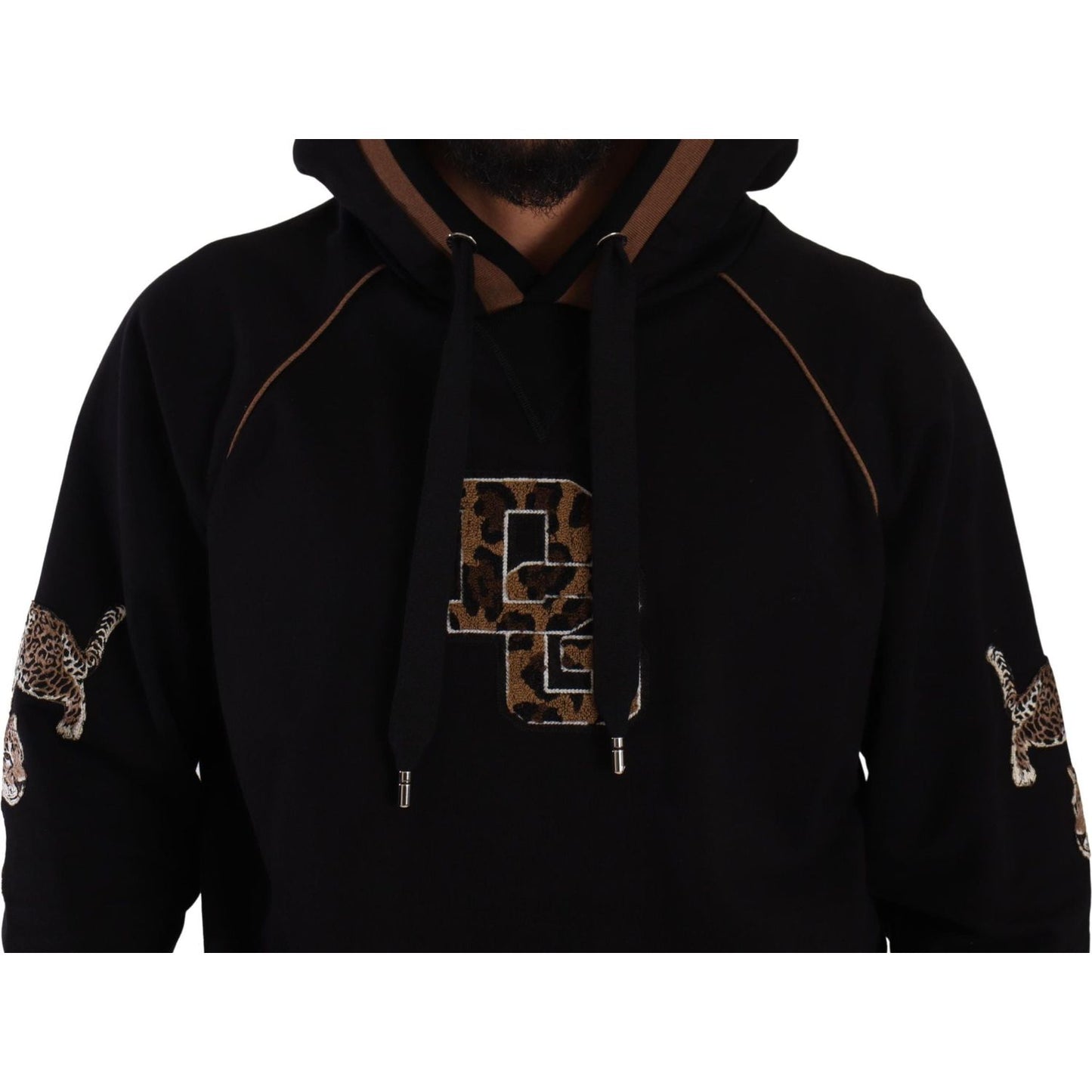 Dolce & Gabbana Chic Leopard Motive Hooded Sweater Dolce & Gabbana Black