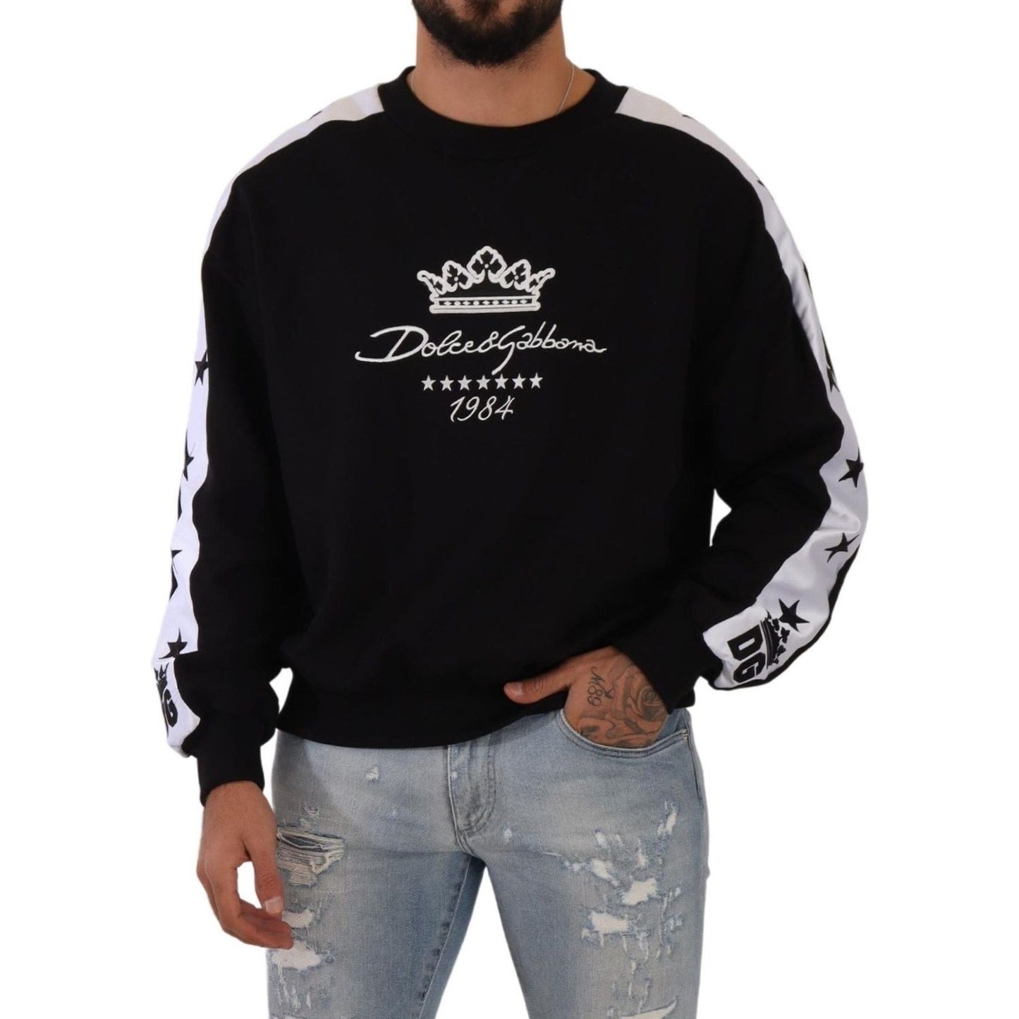 Dolce & Gabbana Elegant Crown 1984 Crewneck Sweater Dolce & Gabbana Dark Gray