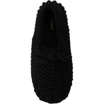 Dolce & Gabbana Black Slip On Ballerina Flats Wool Knit Shoes LA9676 - 41