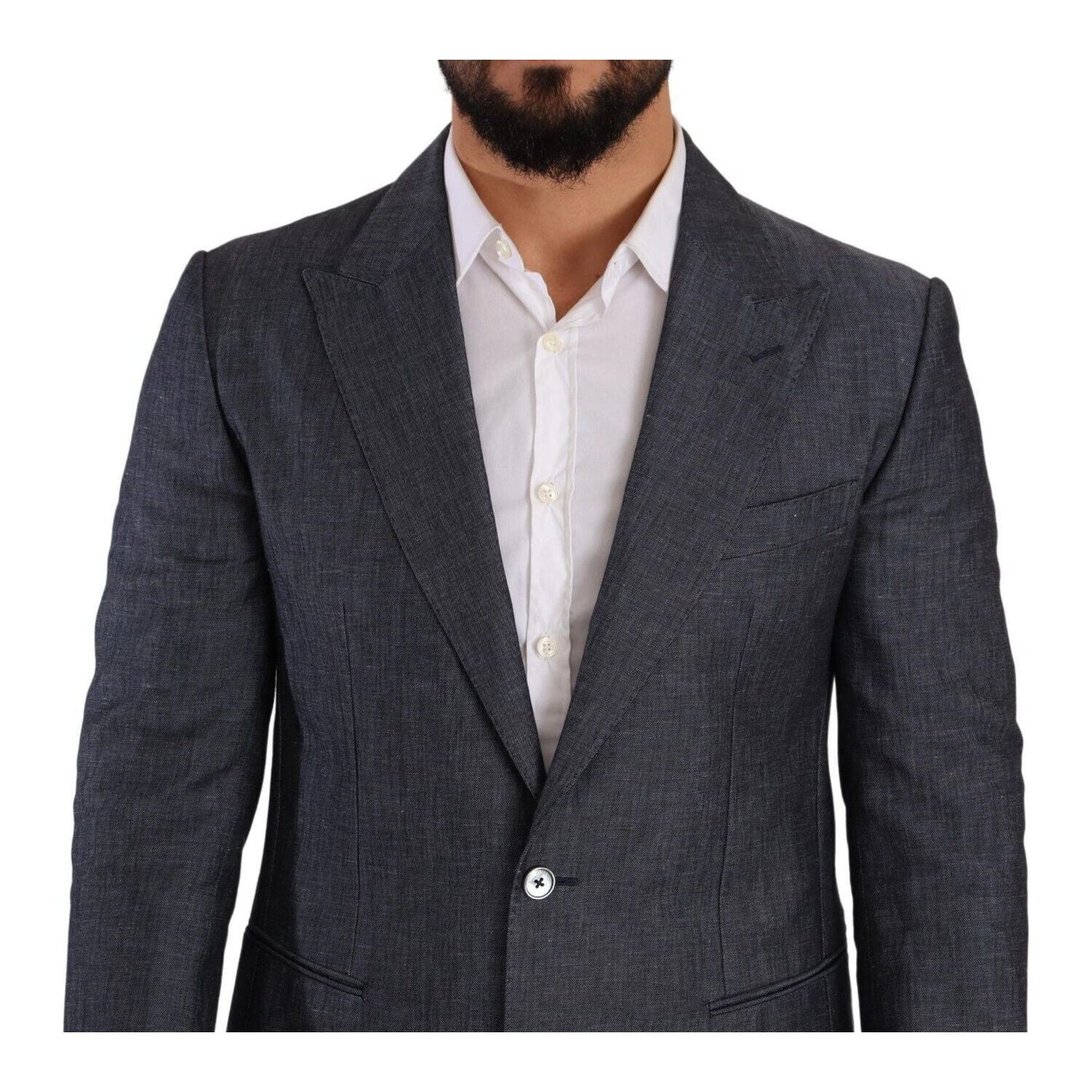 Dolce & Gabbana Elegant Slim Fit Two-Button Blue Blazer Dolce & Gabbana Dark Slate Gray
