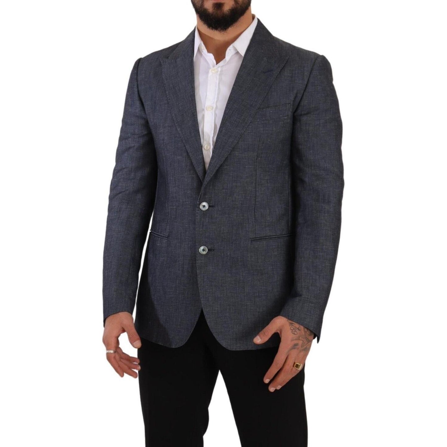 Dolce & Gabbana Elegant Slim Fit Two-Button Blue Blazer Dolce & Gabbana Dark Slate Gray
