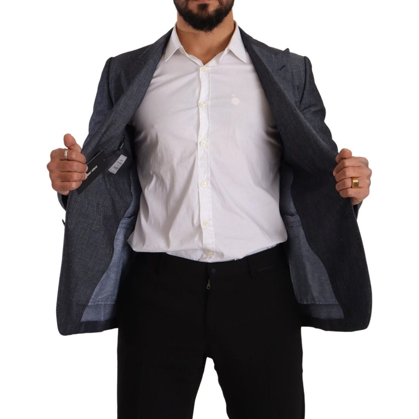 Dolce & Gabbana Elegant Slim Fit Two-Button Blue Blazer Dolce & Gabbana Gray