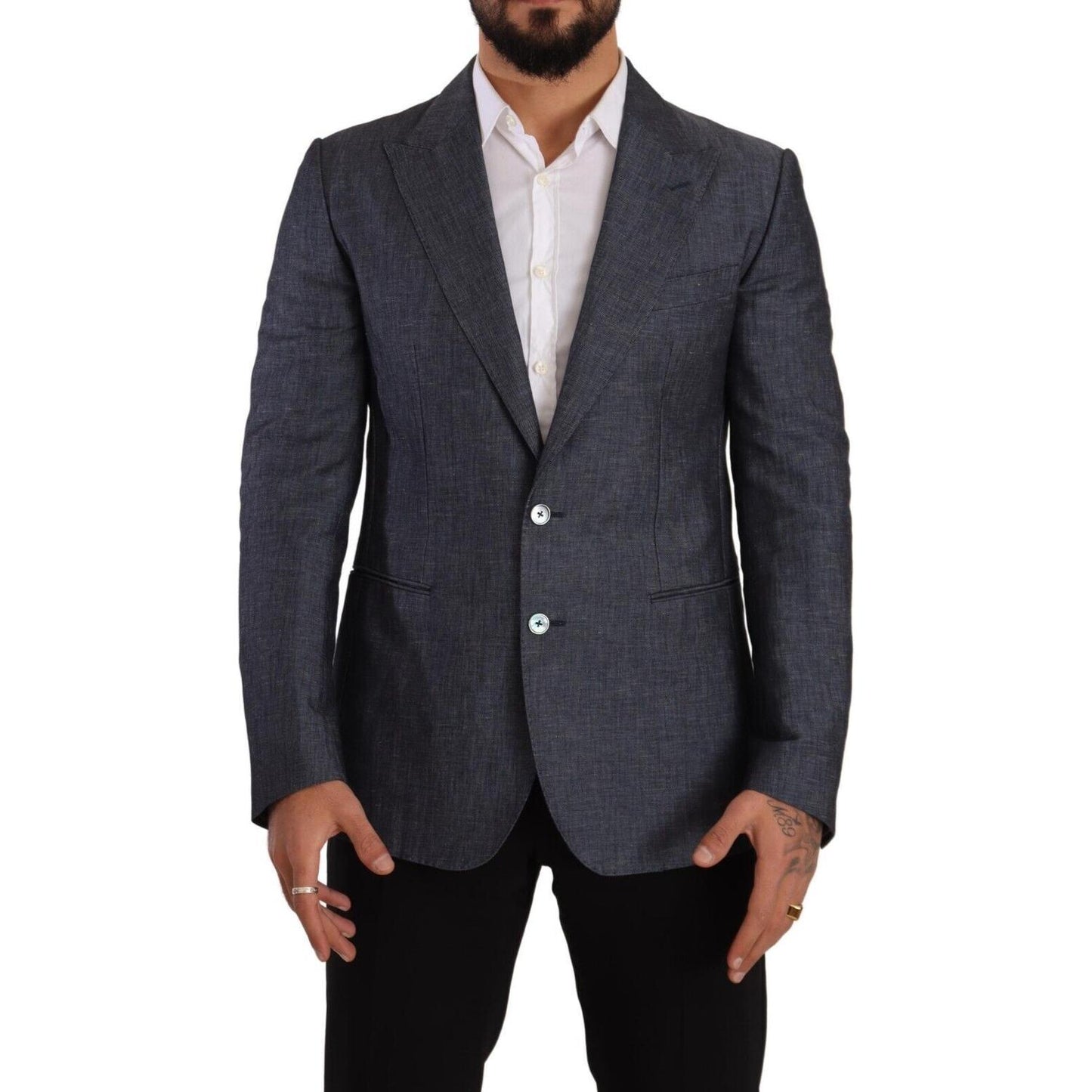 Dolce & Gabbana Elegant Slim Fit Two-Button Blue Blazer Dolce & Gabbana Dark Slate Gray