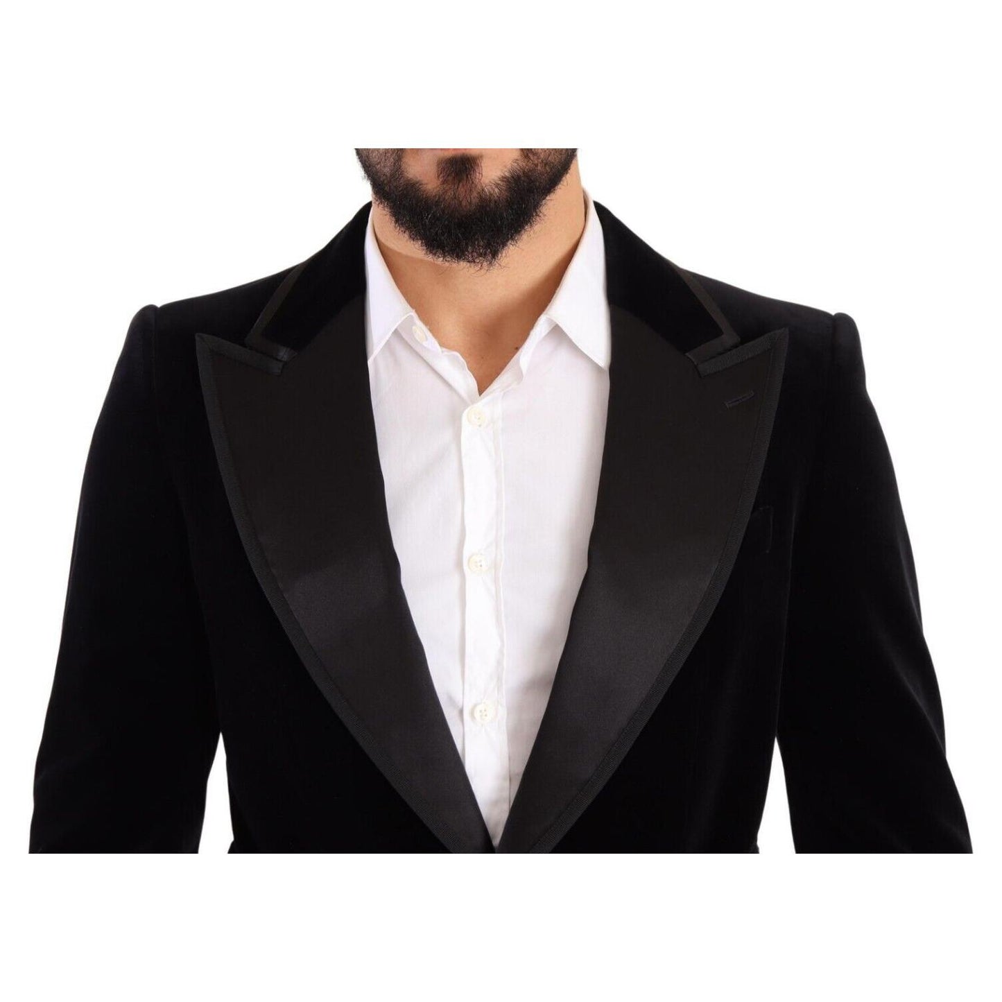 Dolce & Gabbana Elegant Single Breasted Velvet Blazer Dolce & Gabbana Light Gray