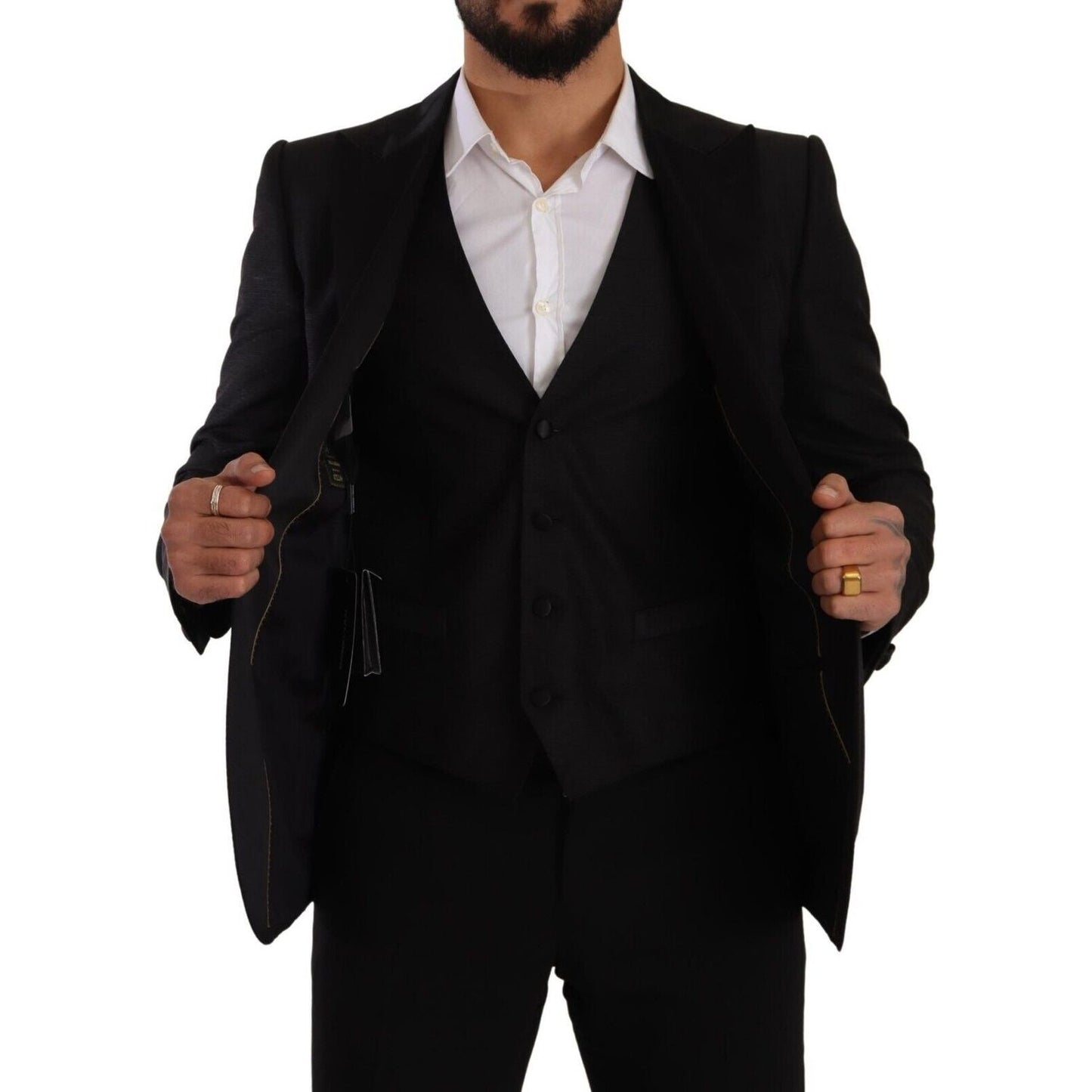 Dolce & Gabbana Sicilia Slim Fit Black Suit Ensemble Dolce & Gabbana Black