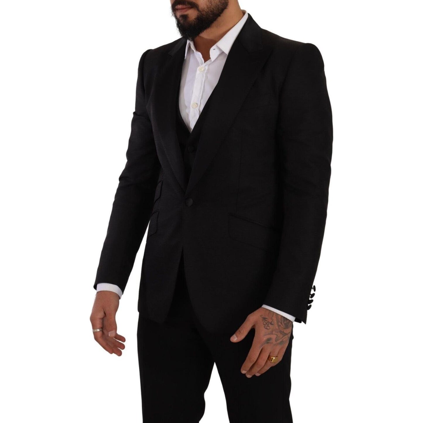 Dolce & Gabbana Sicilia Slim Fit Black Suit Ensemble Dolce & Gabbana Black