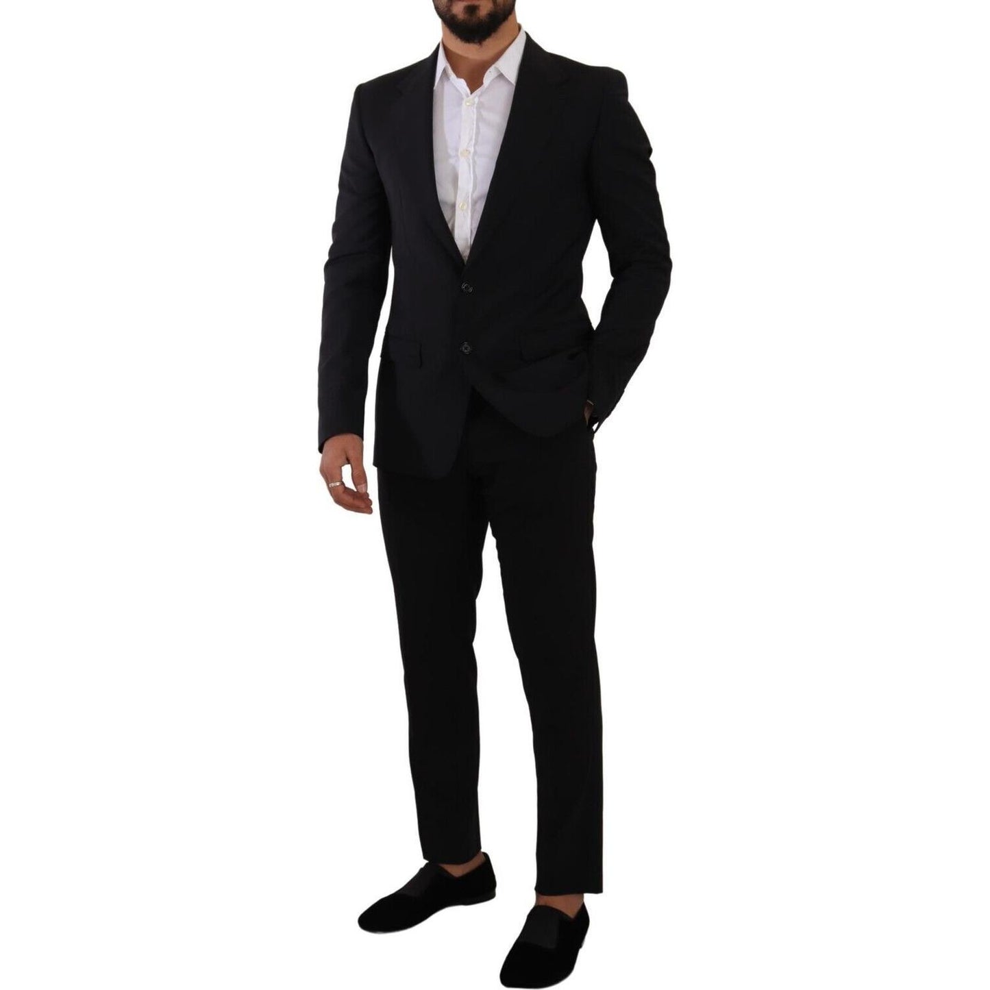 Dolce & Gabbana Elegant Black Martini Slim Fit Blazer and Vest Dolce & Gabbana Black