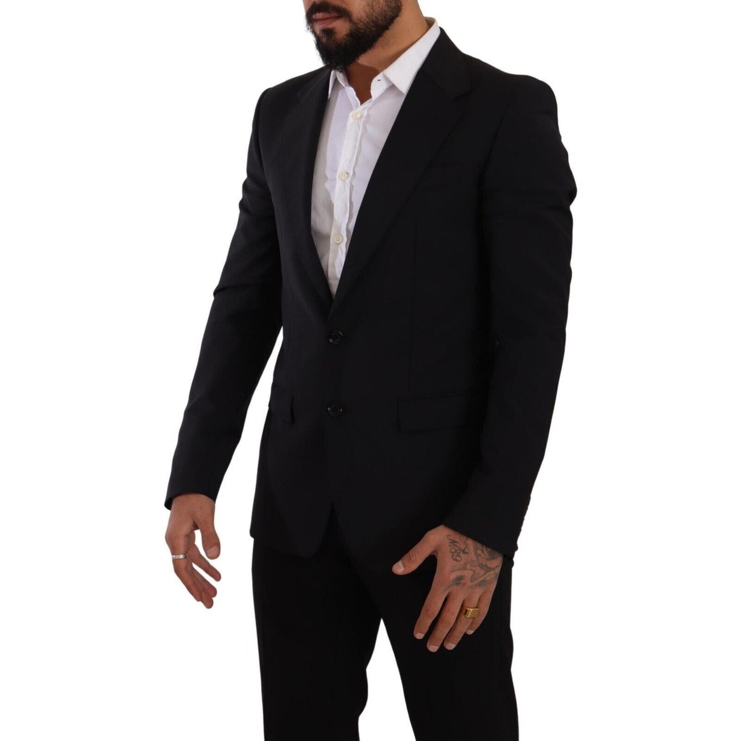 Dolce & Gabbana Elegant Black Martini Slim Fit Blazer and Vest Dolce & Gabbana Black