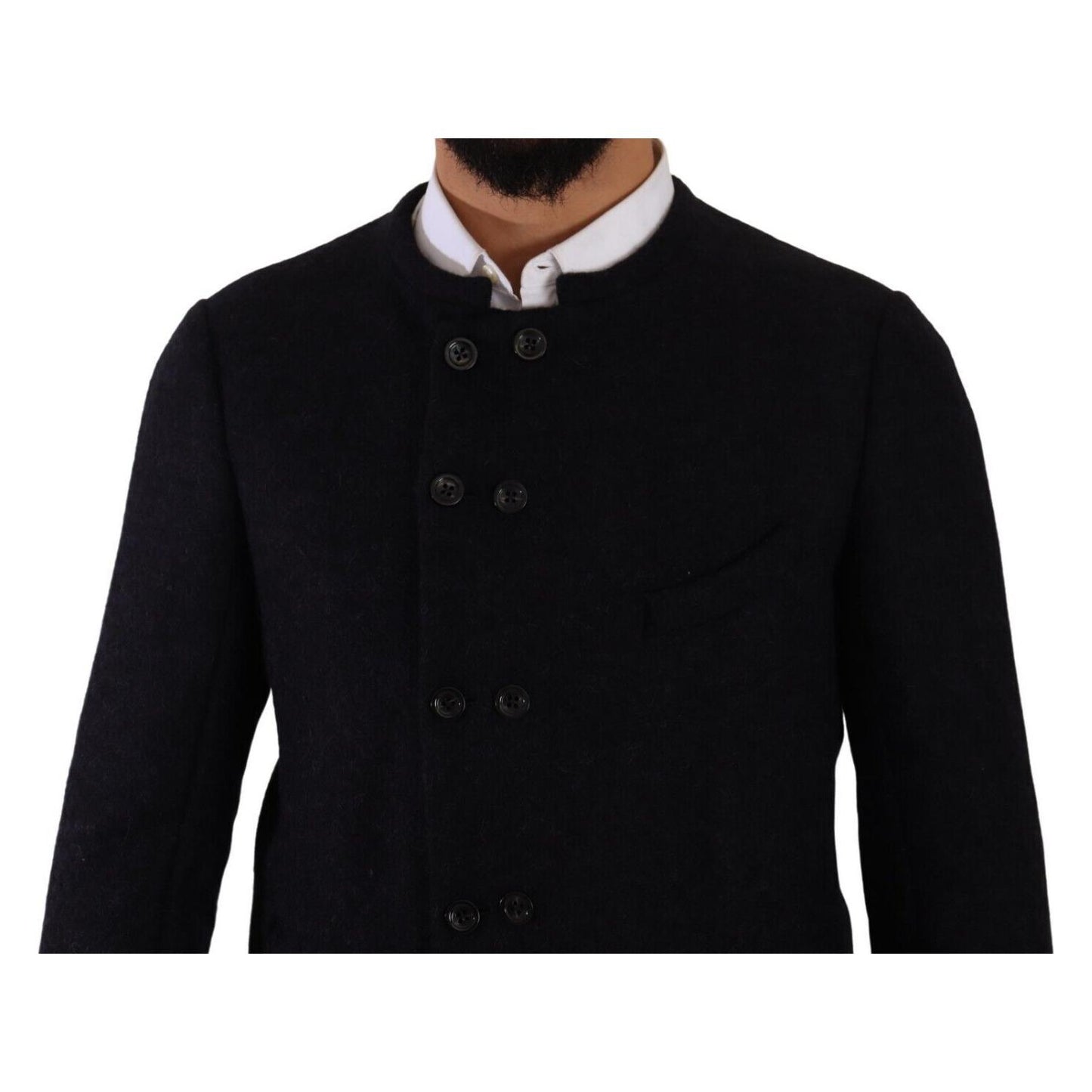 Dolce & Gabbana Elegant Dark Grey Alpaca Blend Jacket Dolce & Gabbana Black