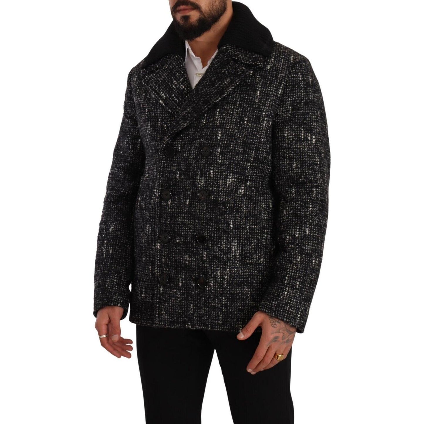 Dolce & Gabbana Chic Double Breasted Wool Blend Overcoat Dolce & Gabbana Black