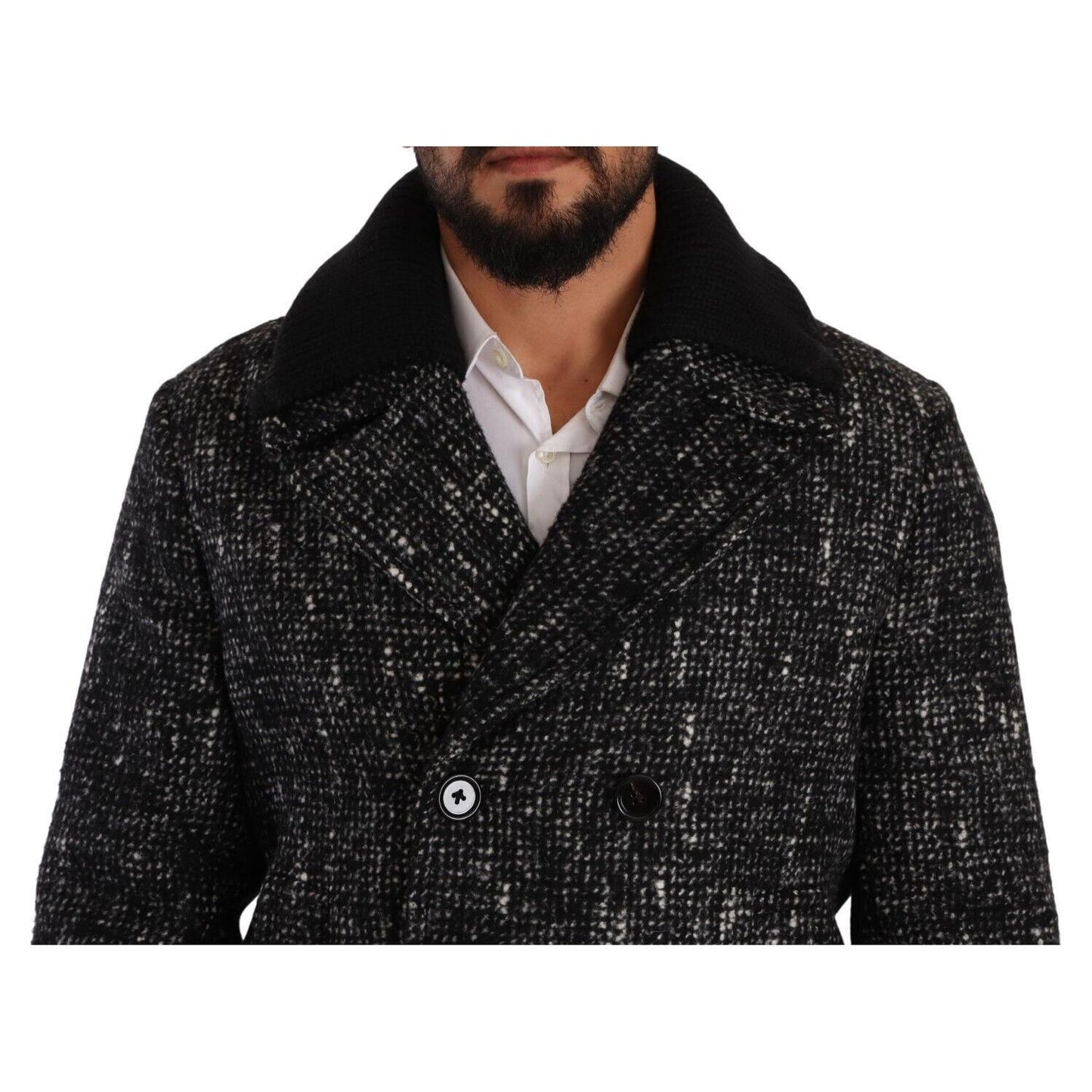 Dolce & Gabbana Chic Double Breasted Wool Blend Overcoat Dolce & Gabbana Black