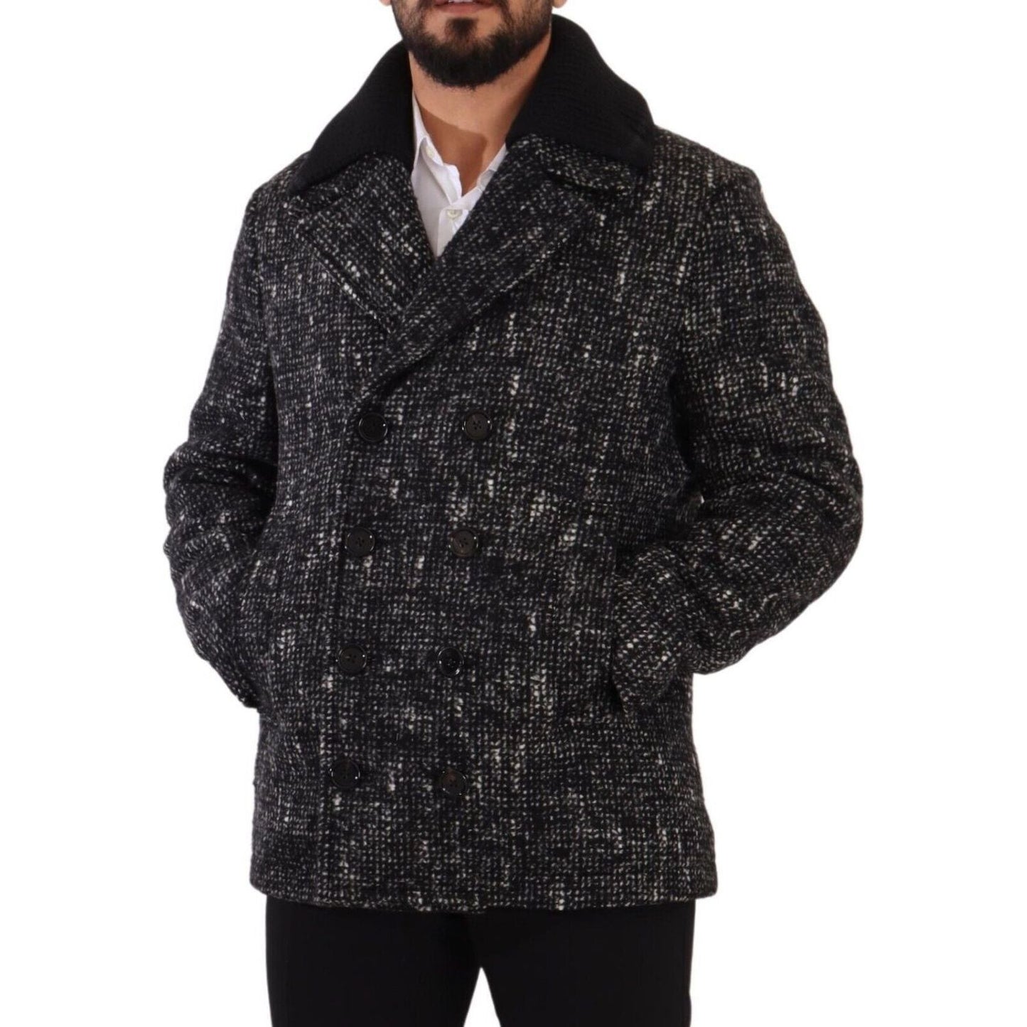 Dolce & Gabbana Chic Double Breasted Wool Blend Overcoat Dolce & Gabbana Black