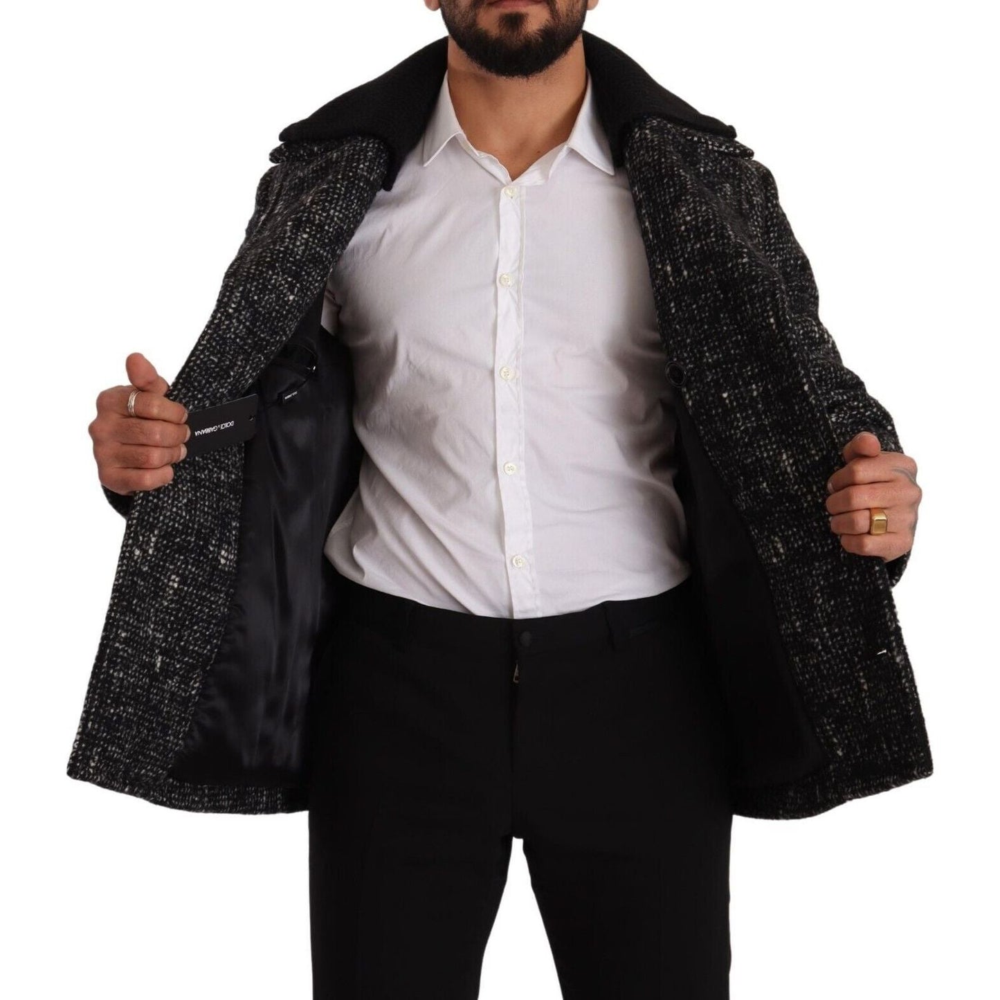 Dolce & Gabbana Chic Double Breasted Wool Blend Overcoat Dolce & Gabbana Gray