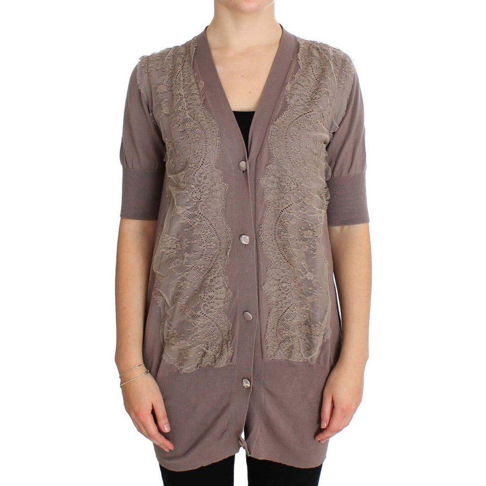 PINK MEMORIES Purple Lace Cotton Cardigan Sweater SIG30271-2