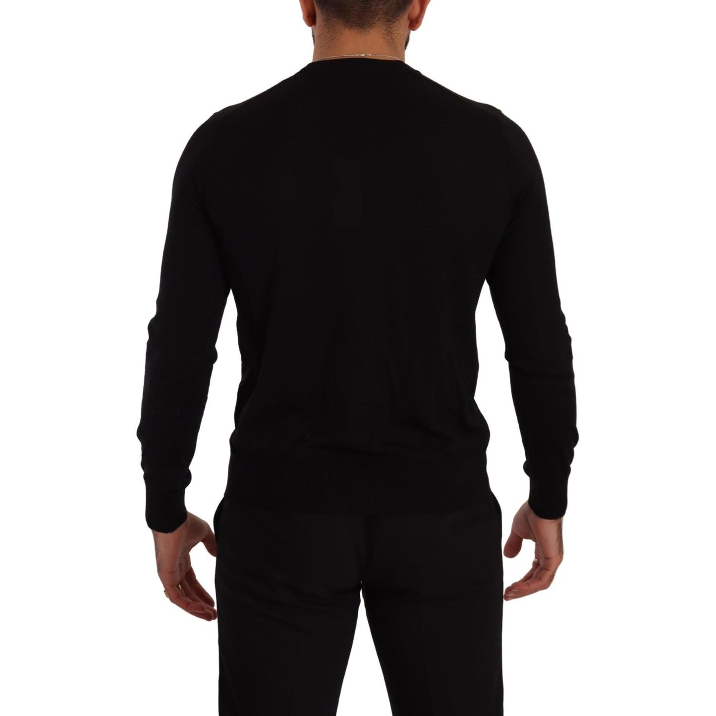 Dolce & Gabbana Elegant V-Neck Black Cashmere Cardigan Dolce & Gabbana Black