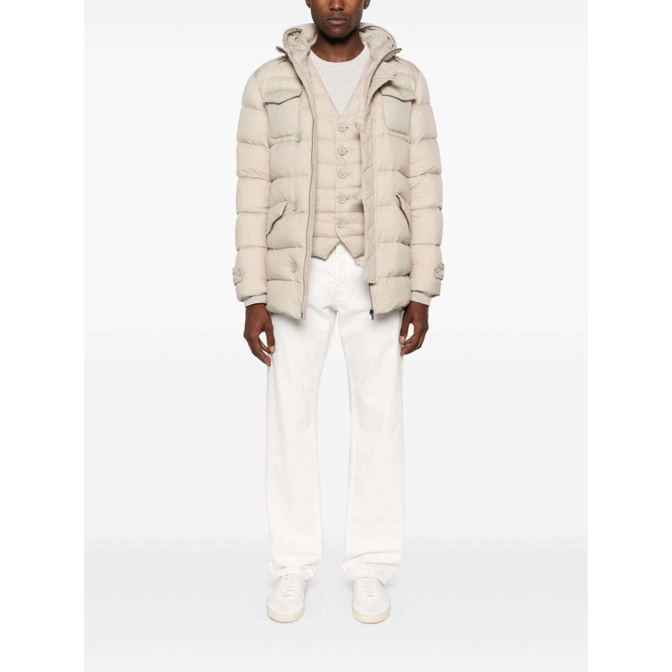Herno Jackets Beige Vests Herno White Smoke
